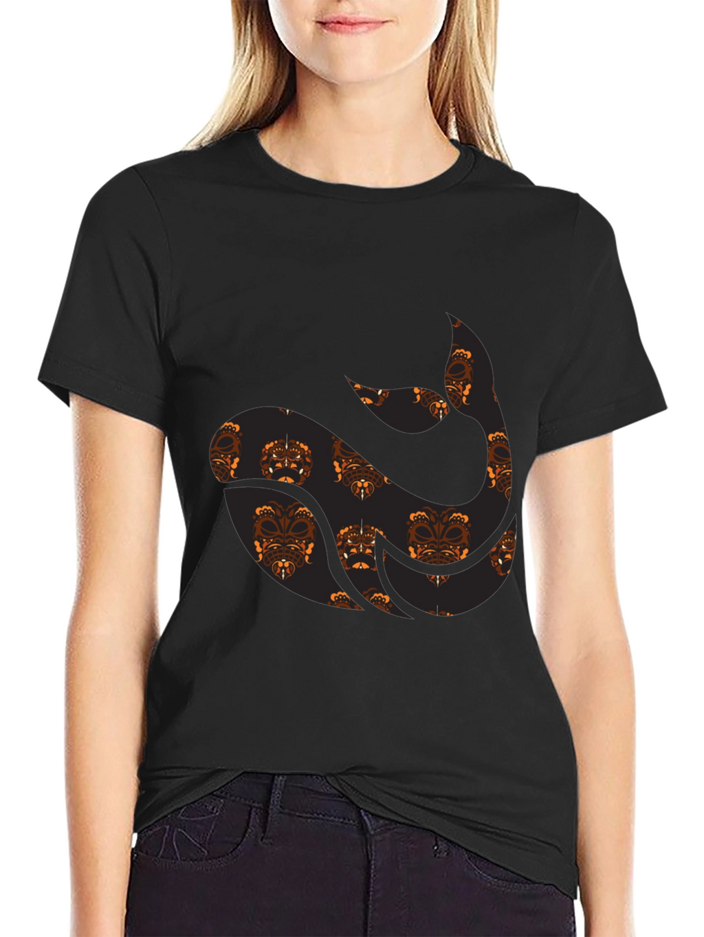 Unique Pattern Black Tee