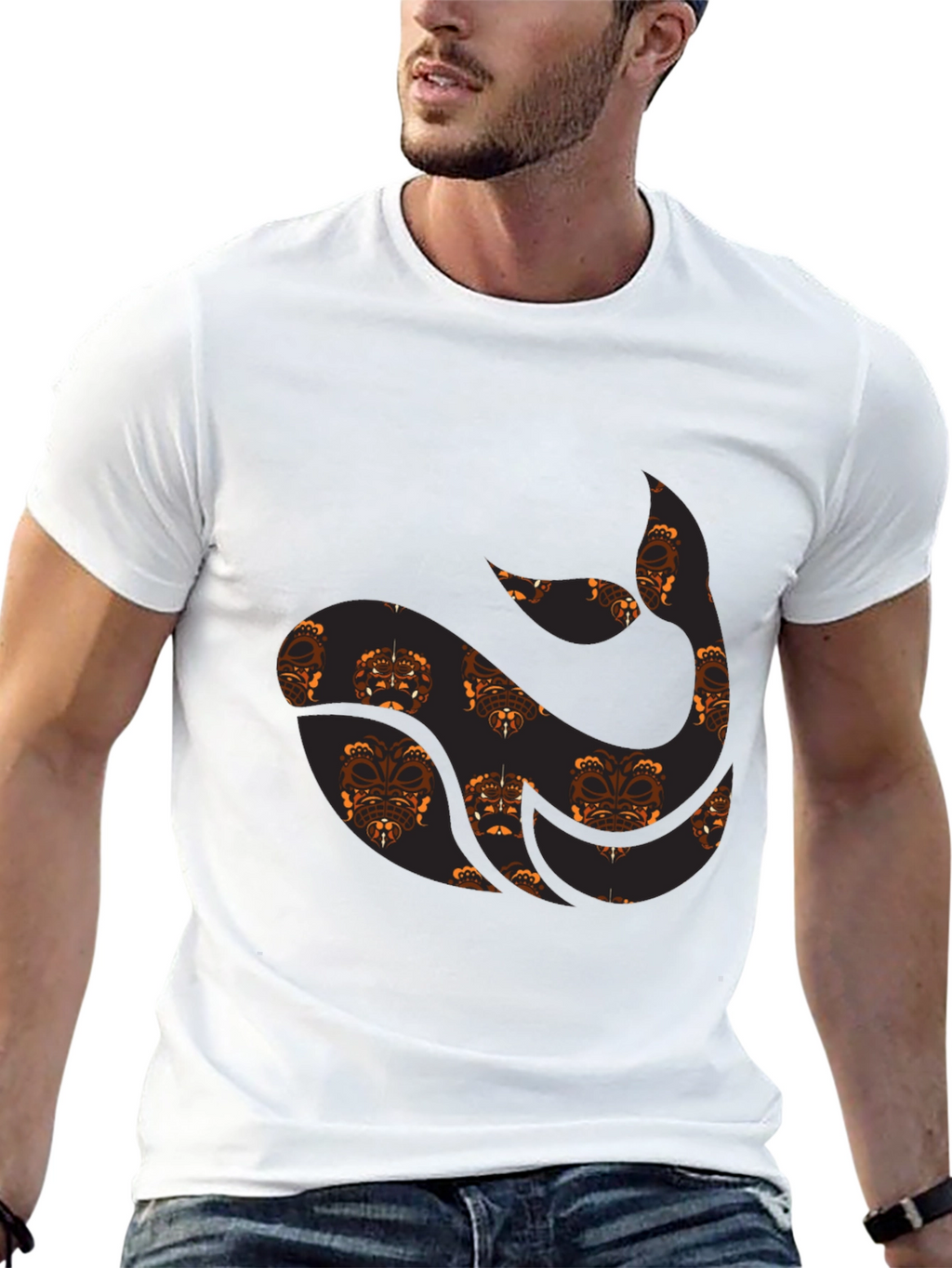 Unique Pattern Black Tee