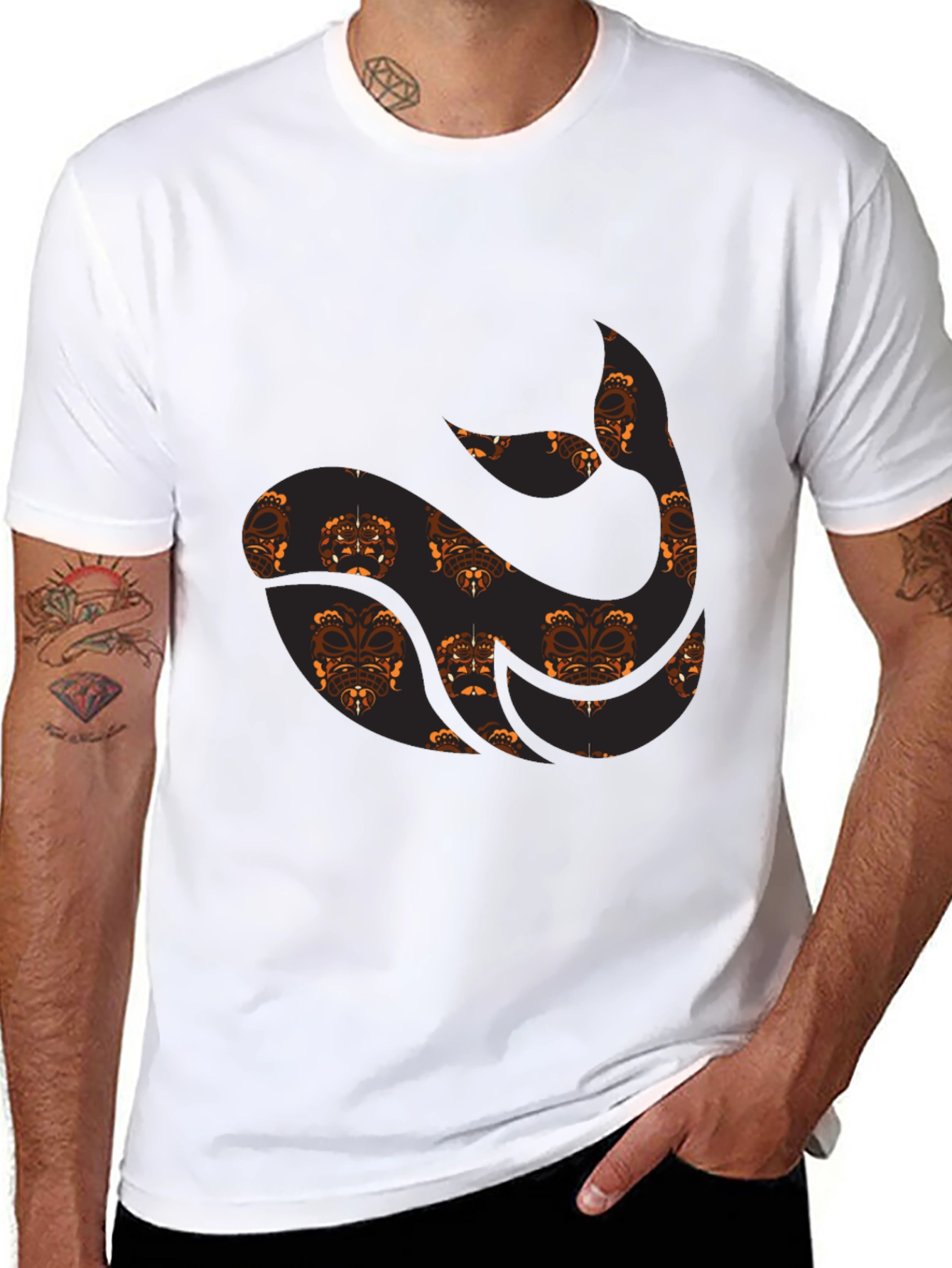Unique Pattern Black Tee