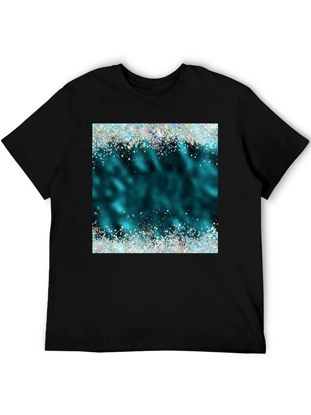 Teal Sparkle Graphic Tee - Trendy Casual Shirt
