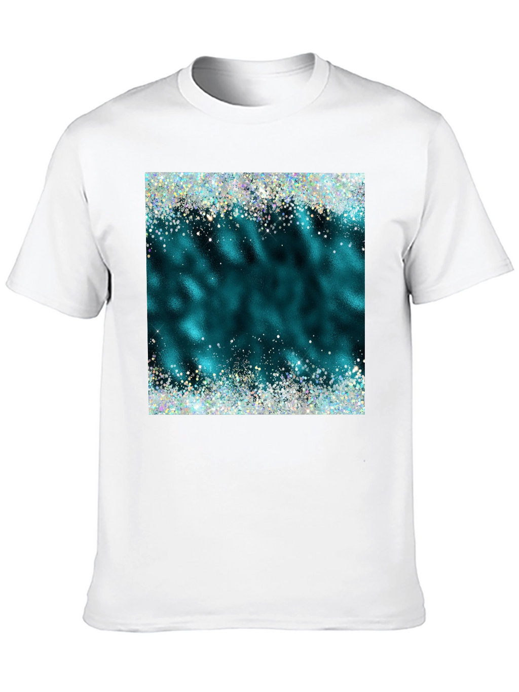 Teal Sparkle Graphic Tee - Trendy Casual Shirt