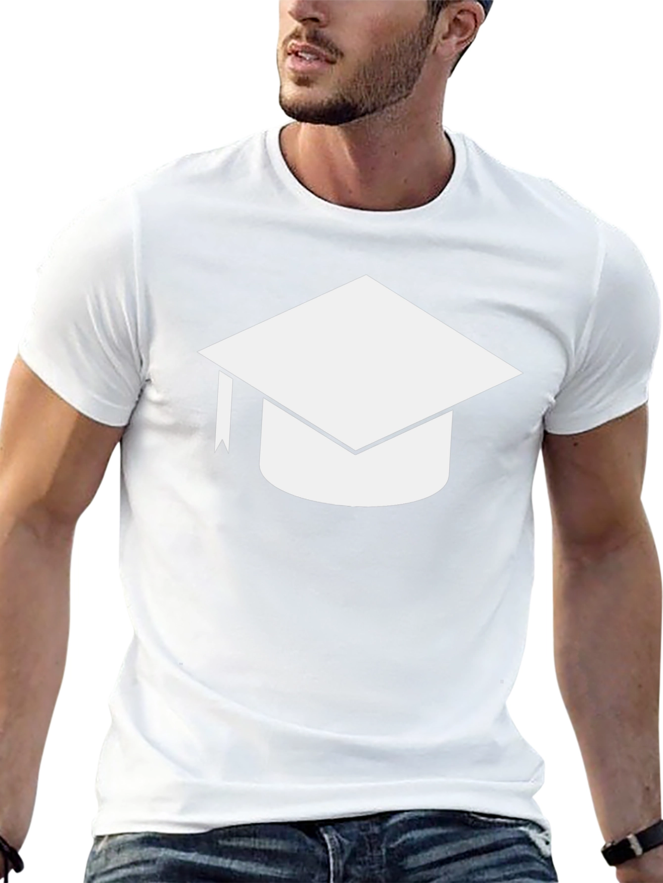 Graduation Cap Graphic Black T-Shirt