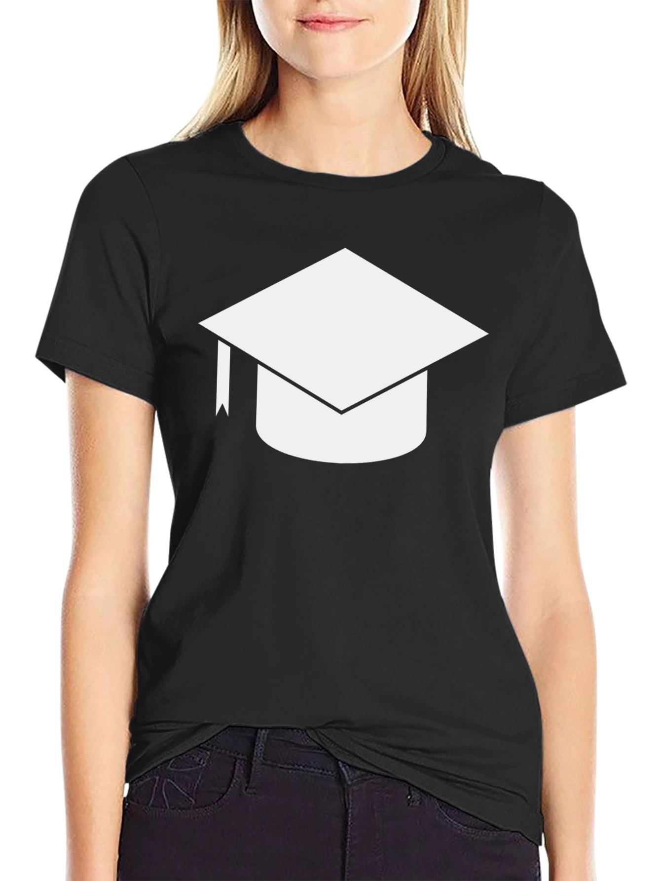 Graduation Cap Graphic Black T-Shirt
