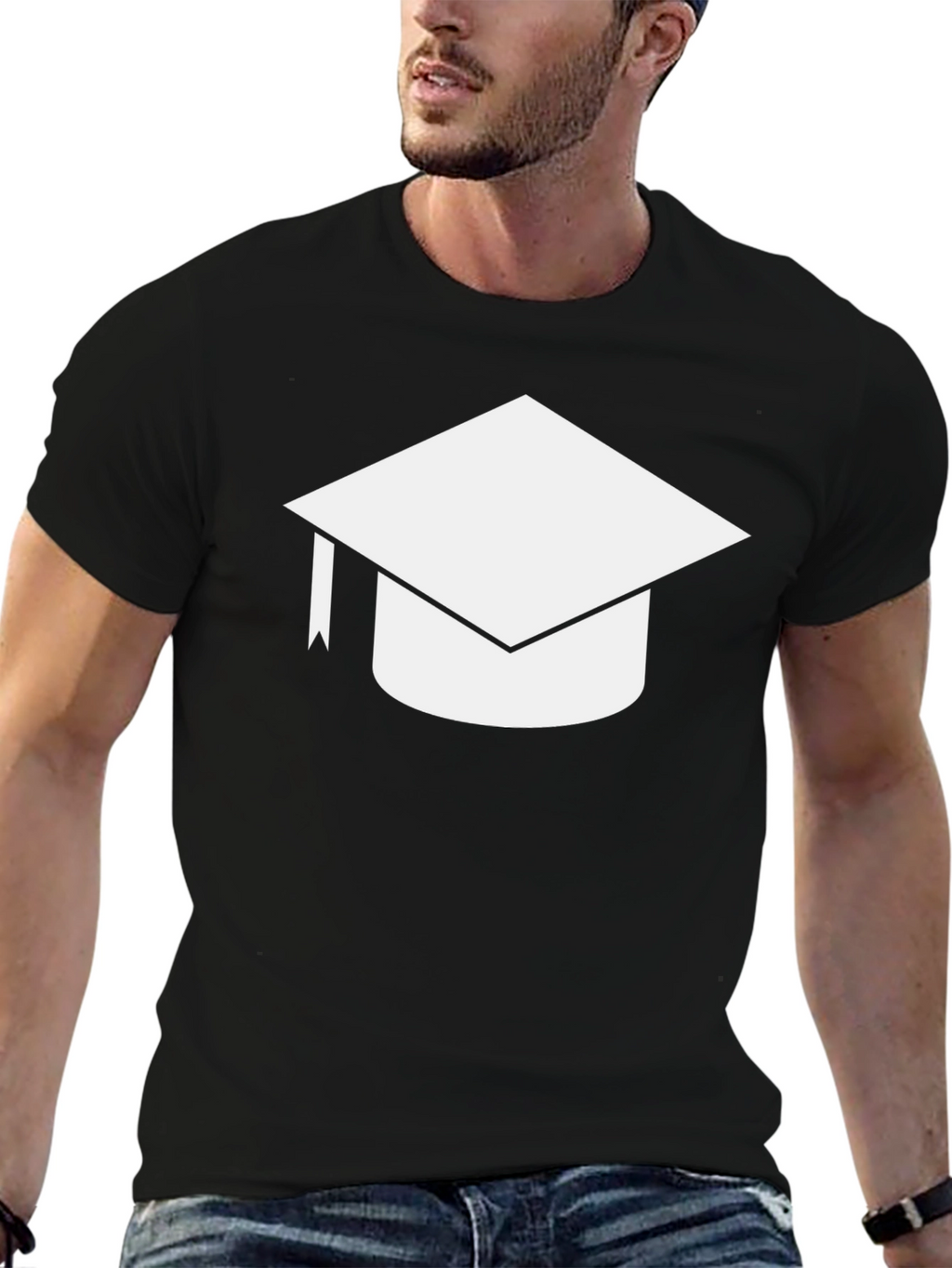 Graduation Cap Graphic Black T-Shirt