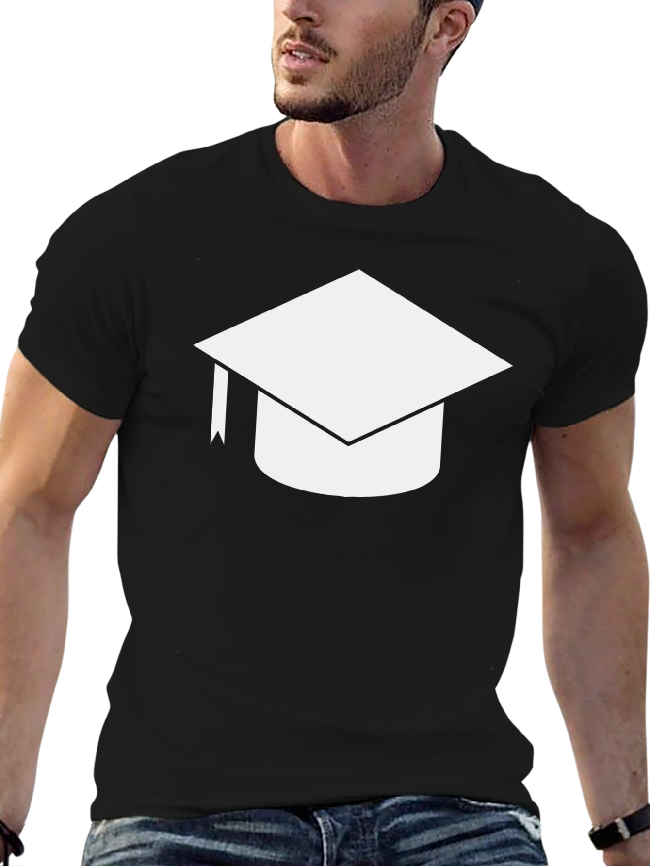 Graduation Cap Graphic Black T-Shirt