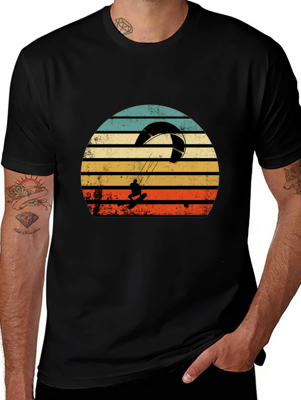 Retro Kiteboarding T-Shirt - Sunset Graphic Tee