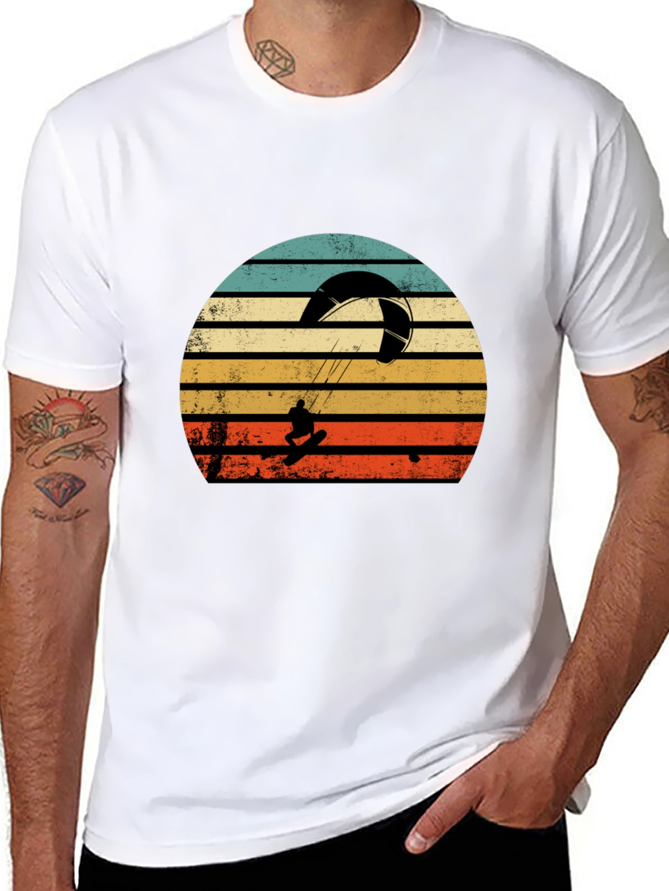 Retro Kiteboarding T-Shirt - Sunset Graphic Tee
