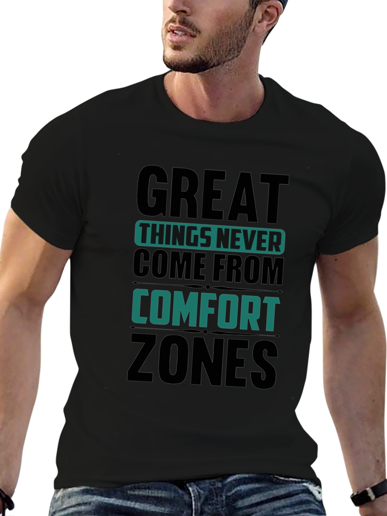 Motivational Graphic T-Shirt - Comfort Zone Black Tee
