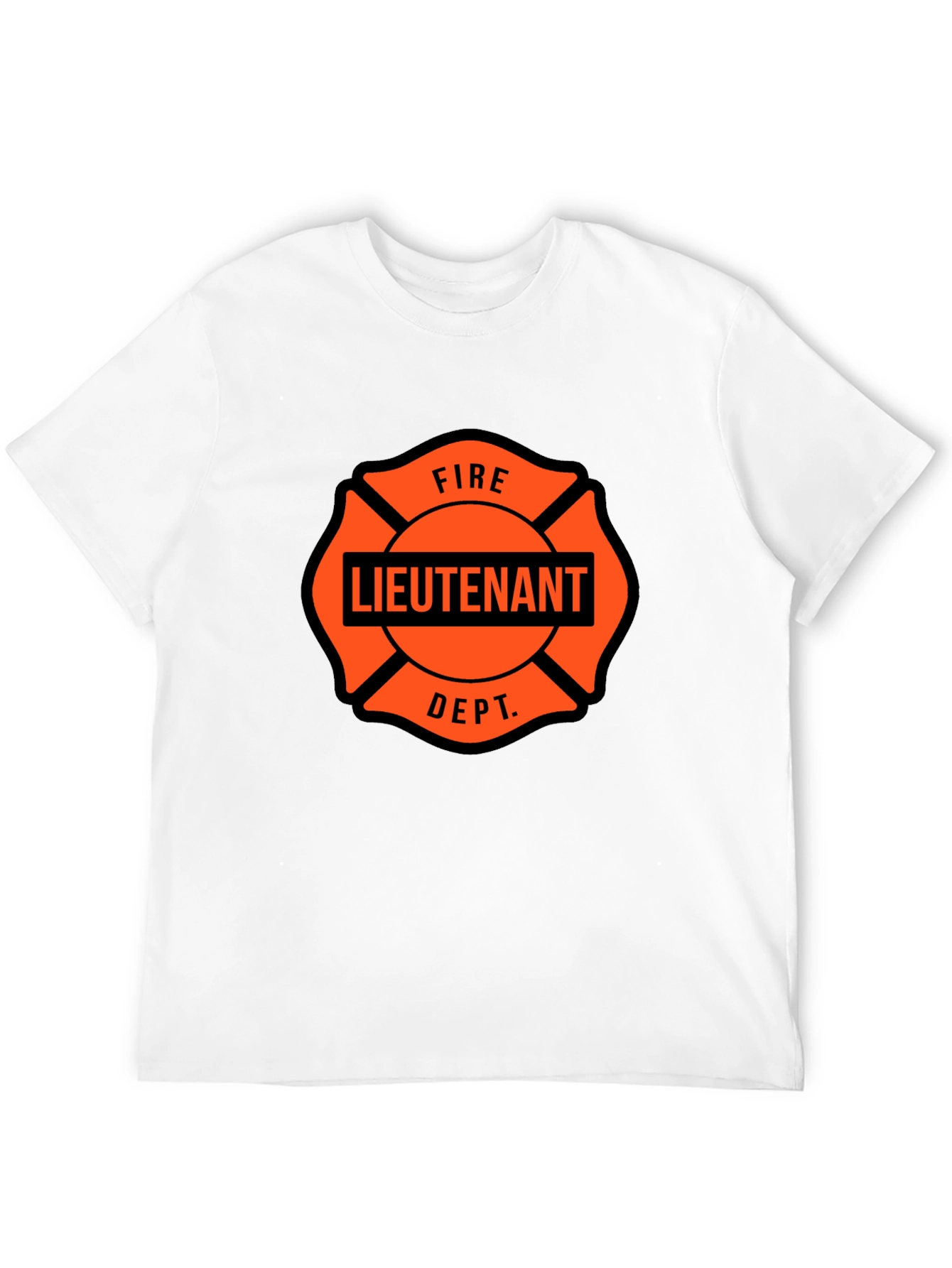 Fire Lieutenant Maltese Cross Black T-Shirt