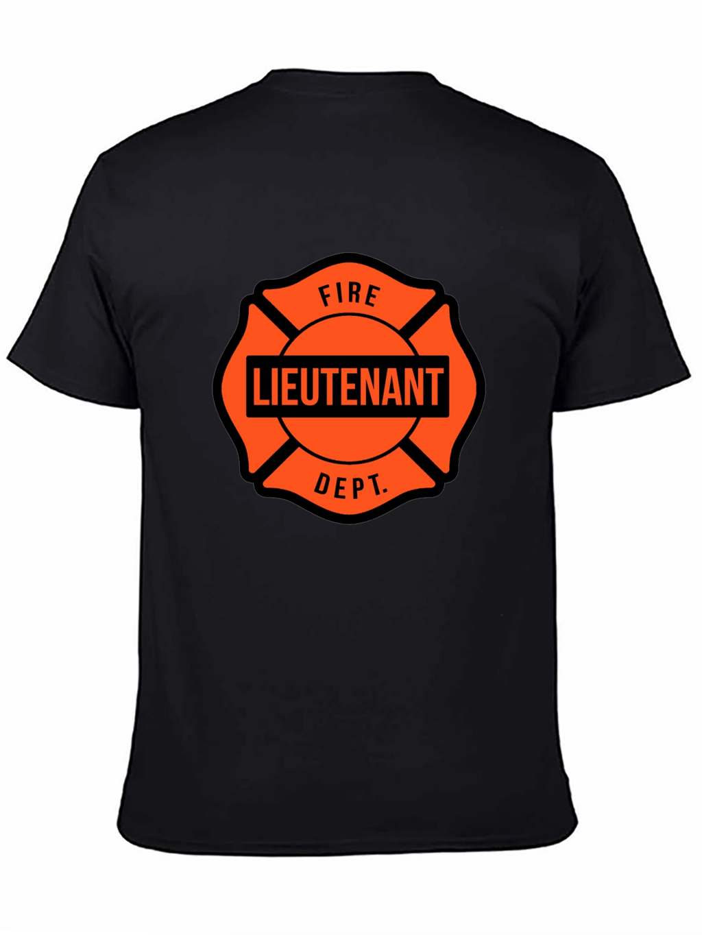Fire Lieutenant Maltese Cross Black T-Shirt