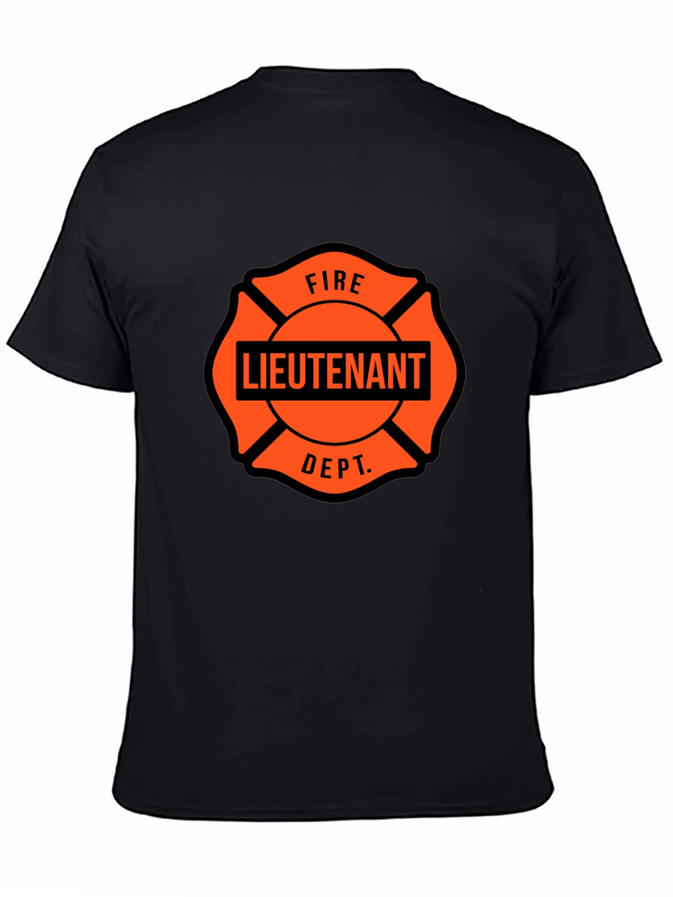 Fire Lieutenant Maltese Cross Black T-Shirt