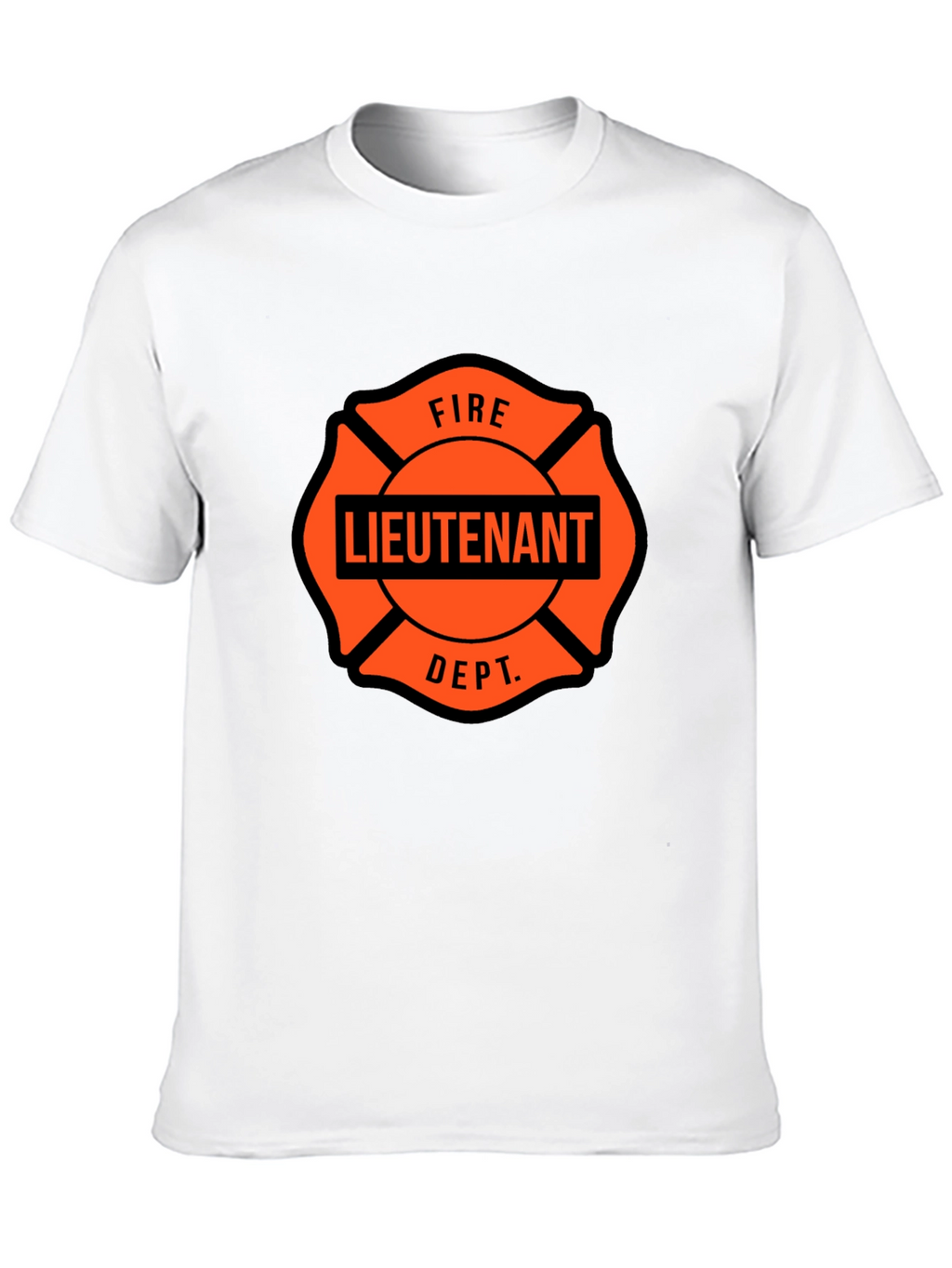 Fire Lieutenant Maltese Cross Black T-Shirt
