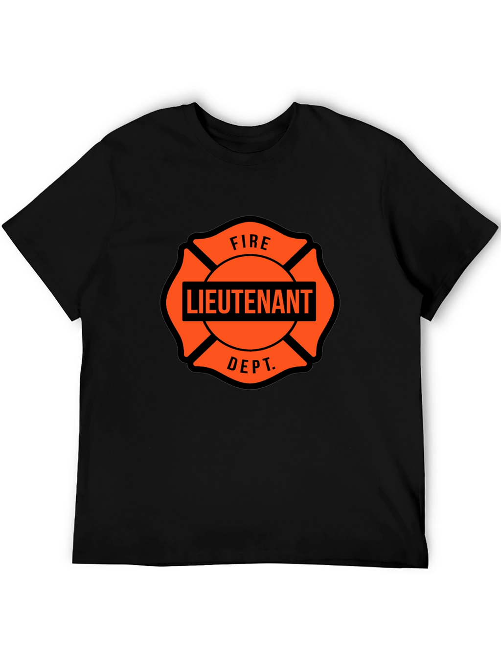 Fire Lieutenant Maltese Cross Black T-Shirt