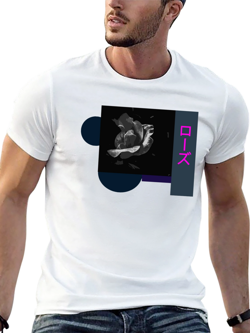 Rose Graphic Tee - Japanese Aesthetic Black T-Shirt
