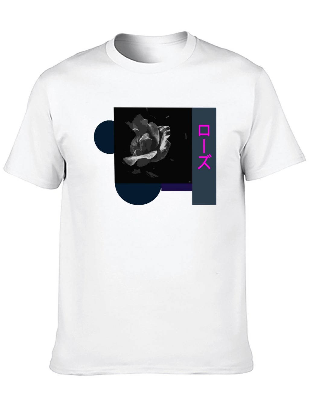 Rose Graphic Tee - Japanese Aesthetic Black T-Shirt