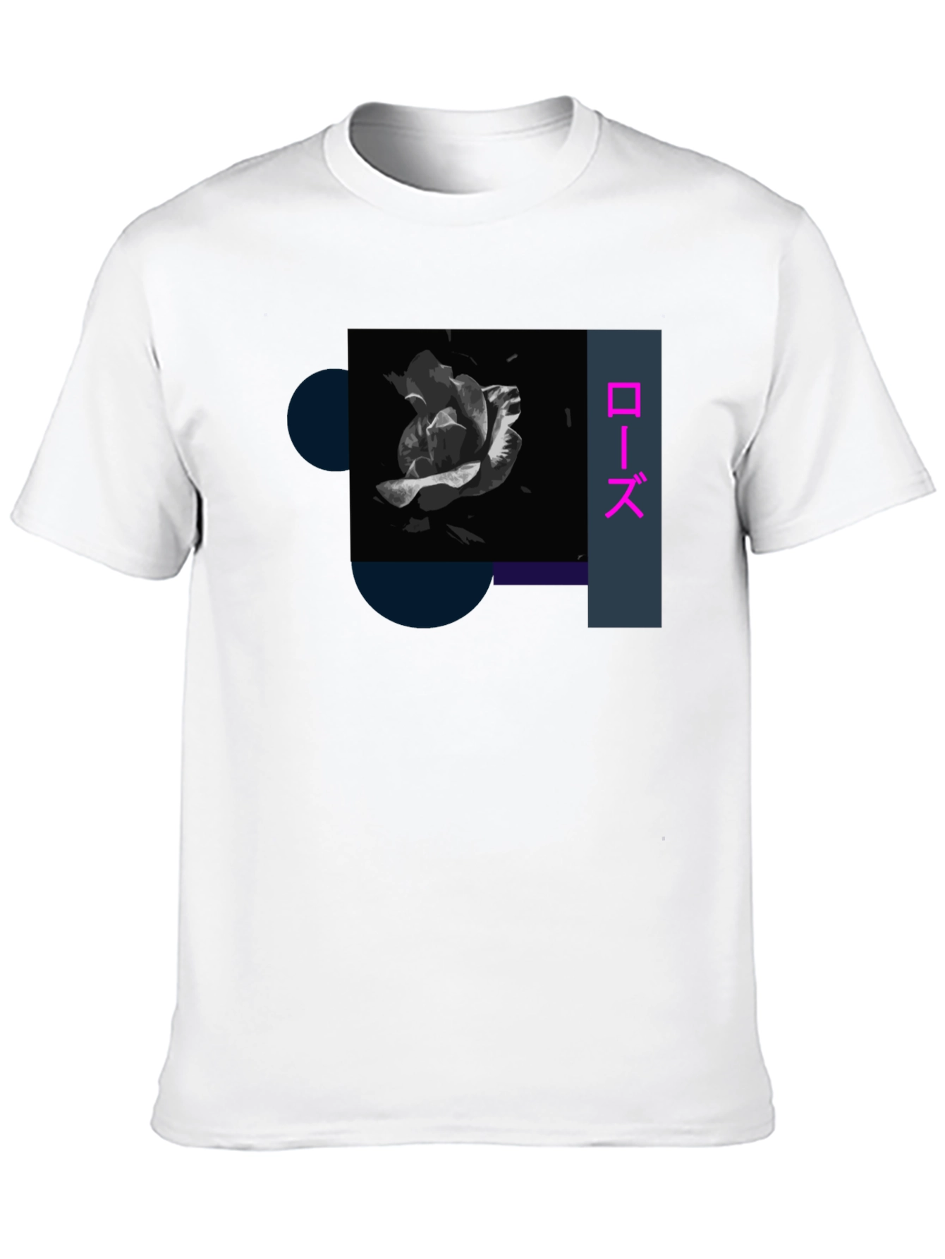 Rose Graphic Tee - Japanese Aesthetic Black T-Shirt