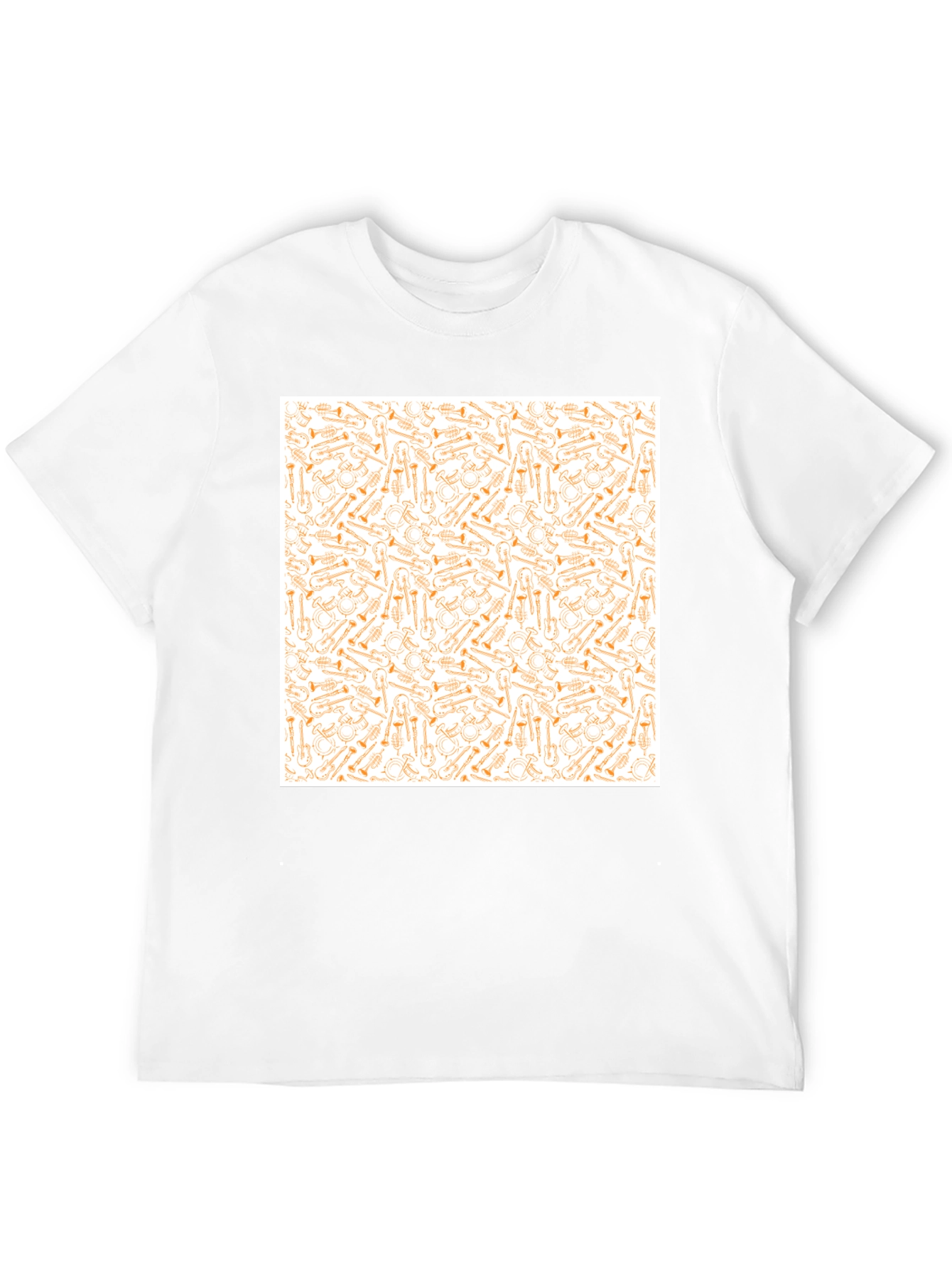 Musical Instrument Patterned Black T-Shirt