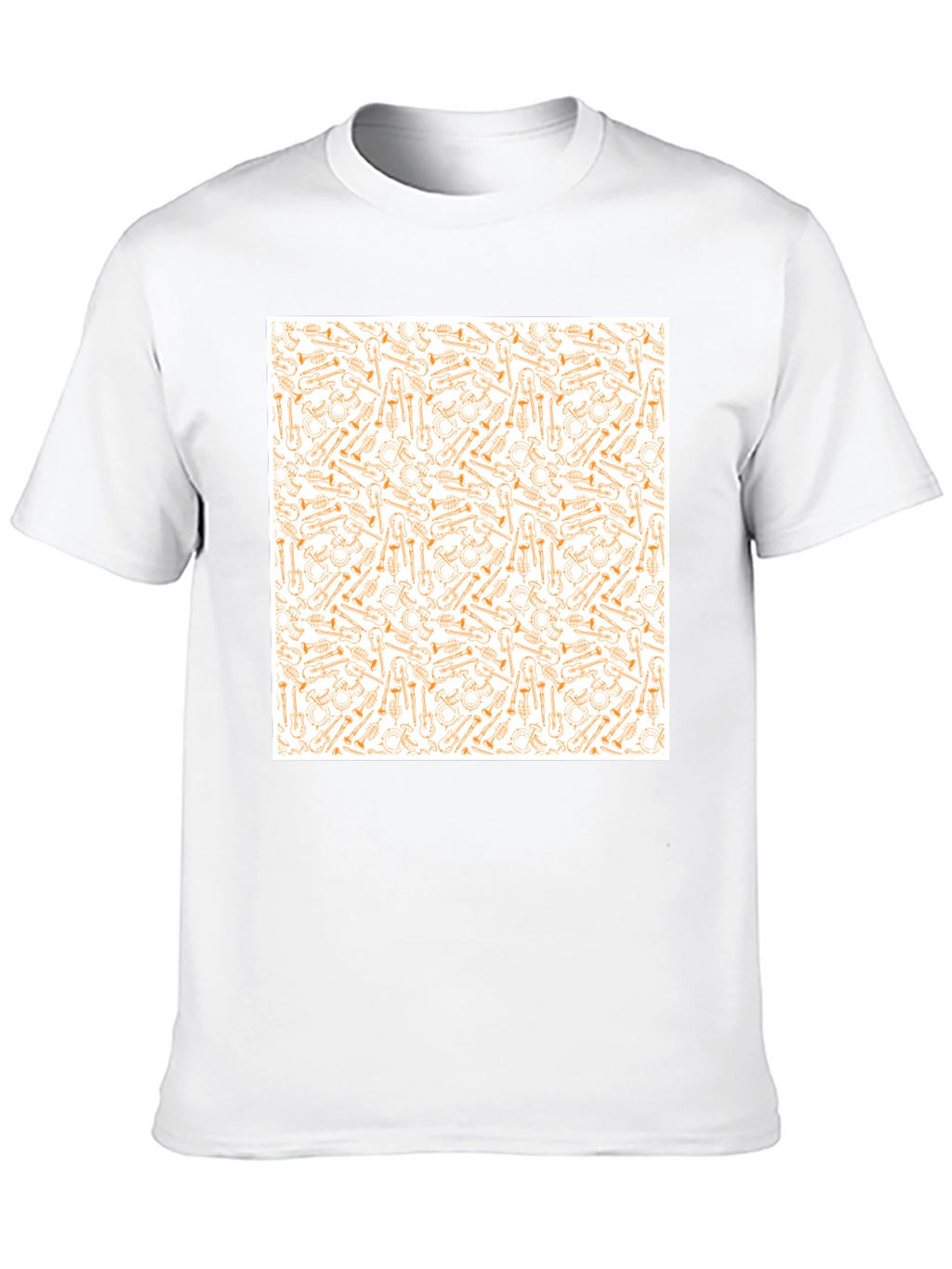 Musical Instrument Patterned Black T-Shirt