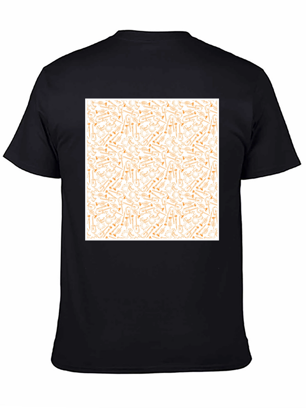 Musical Instrument Patterned Black T-Shirt