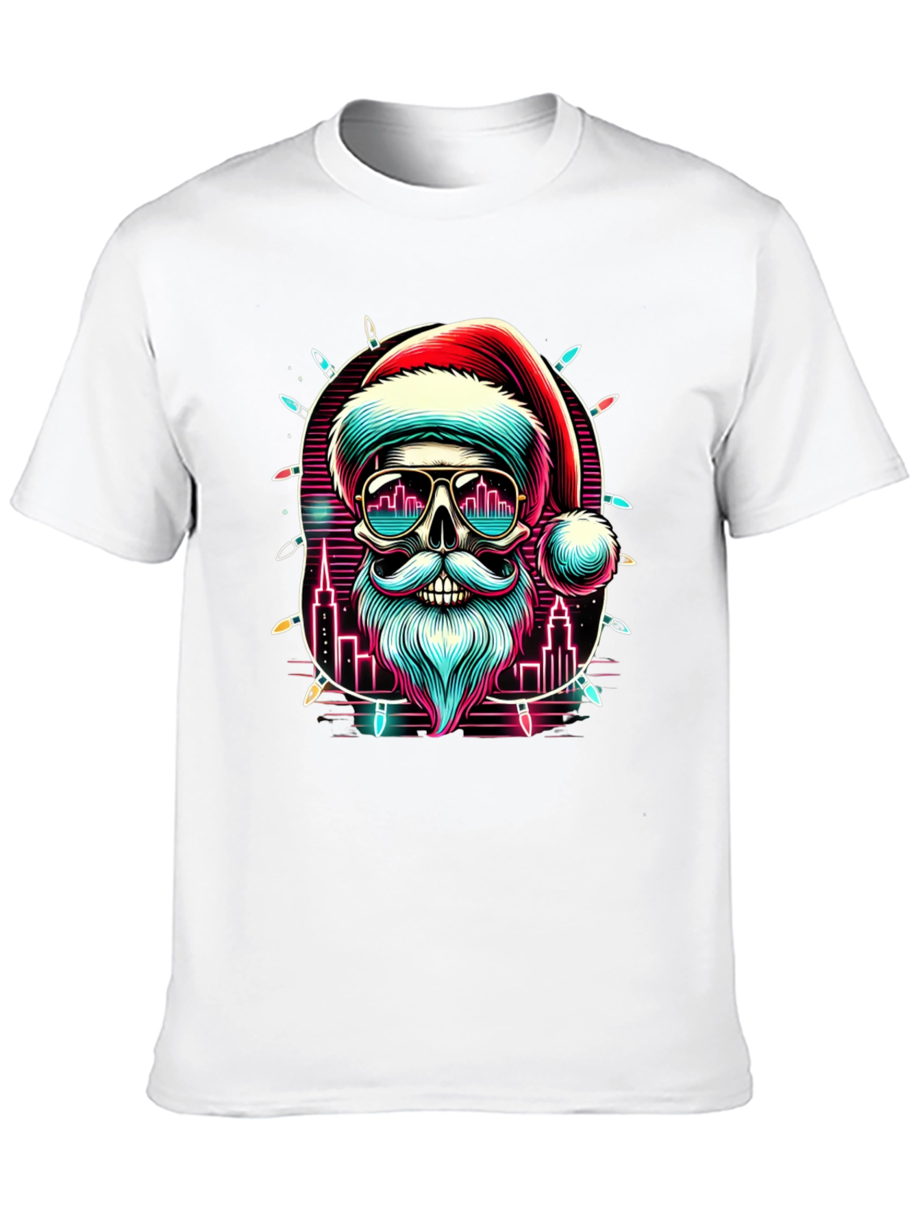 Festive Santa Skull Graphic Tee