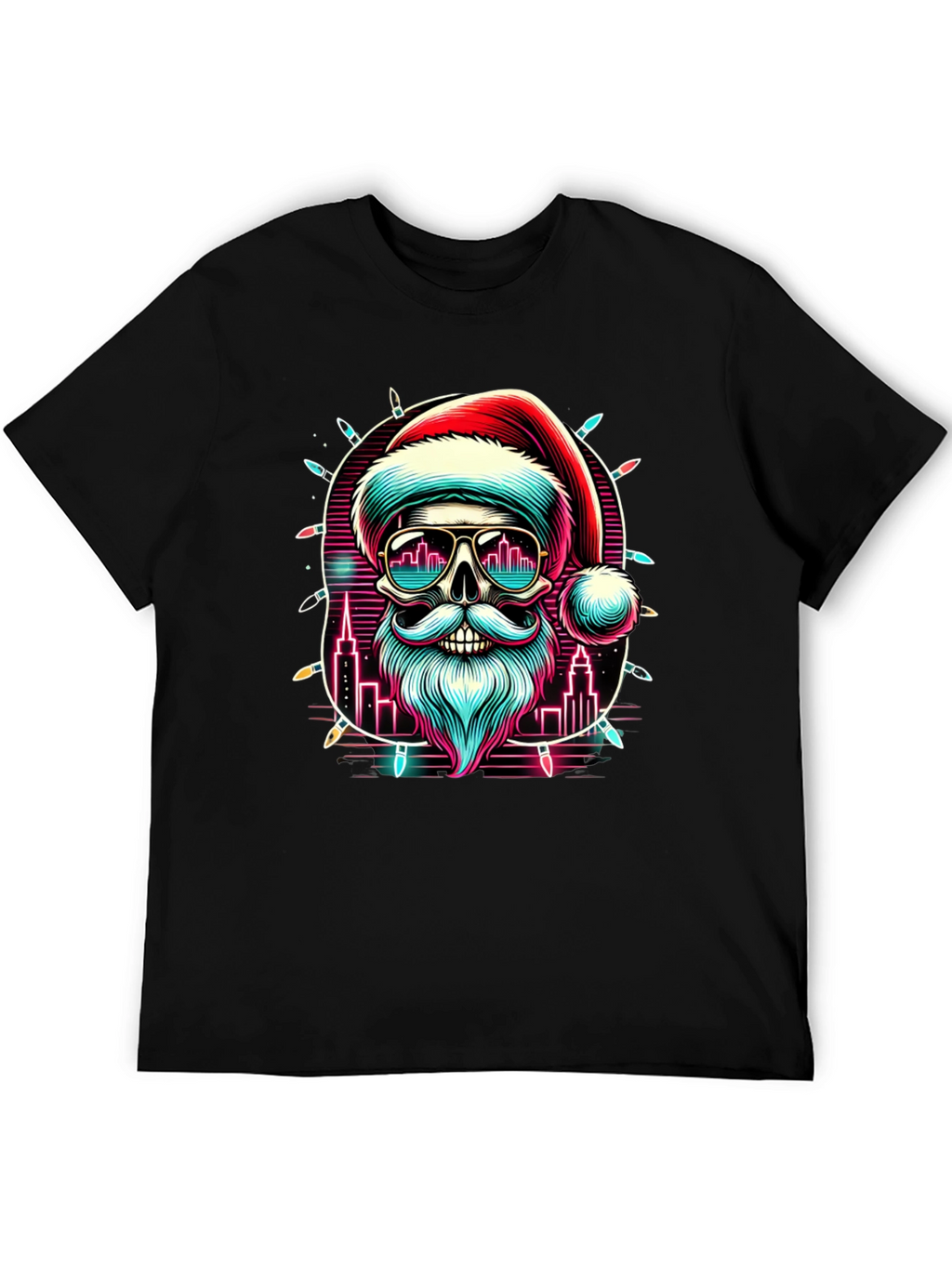 Festive Santa Skull Graphic Tee