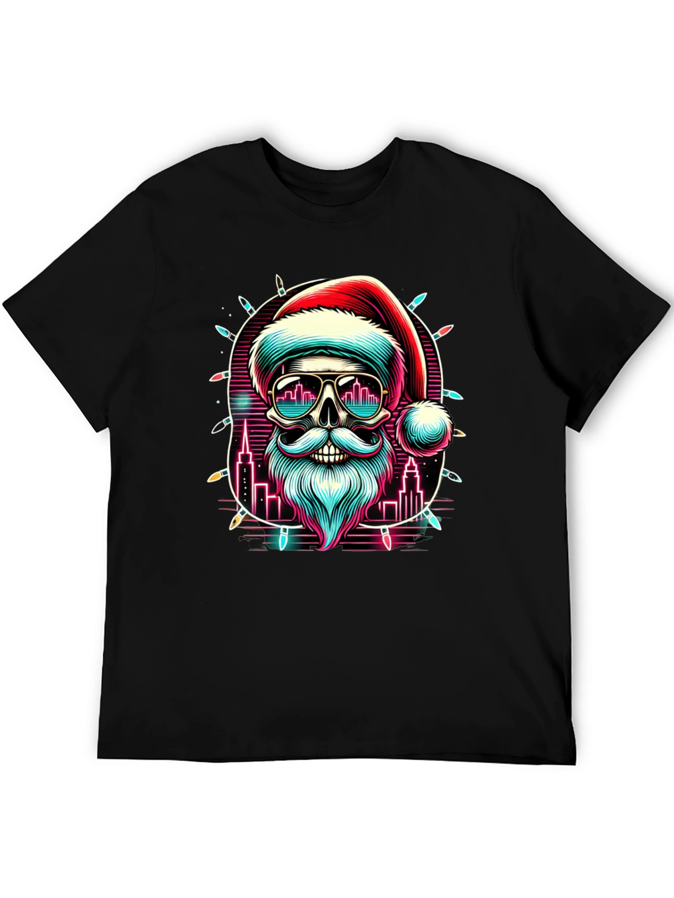 Festive Santa Skull Graphic Tee