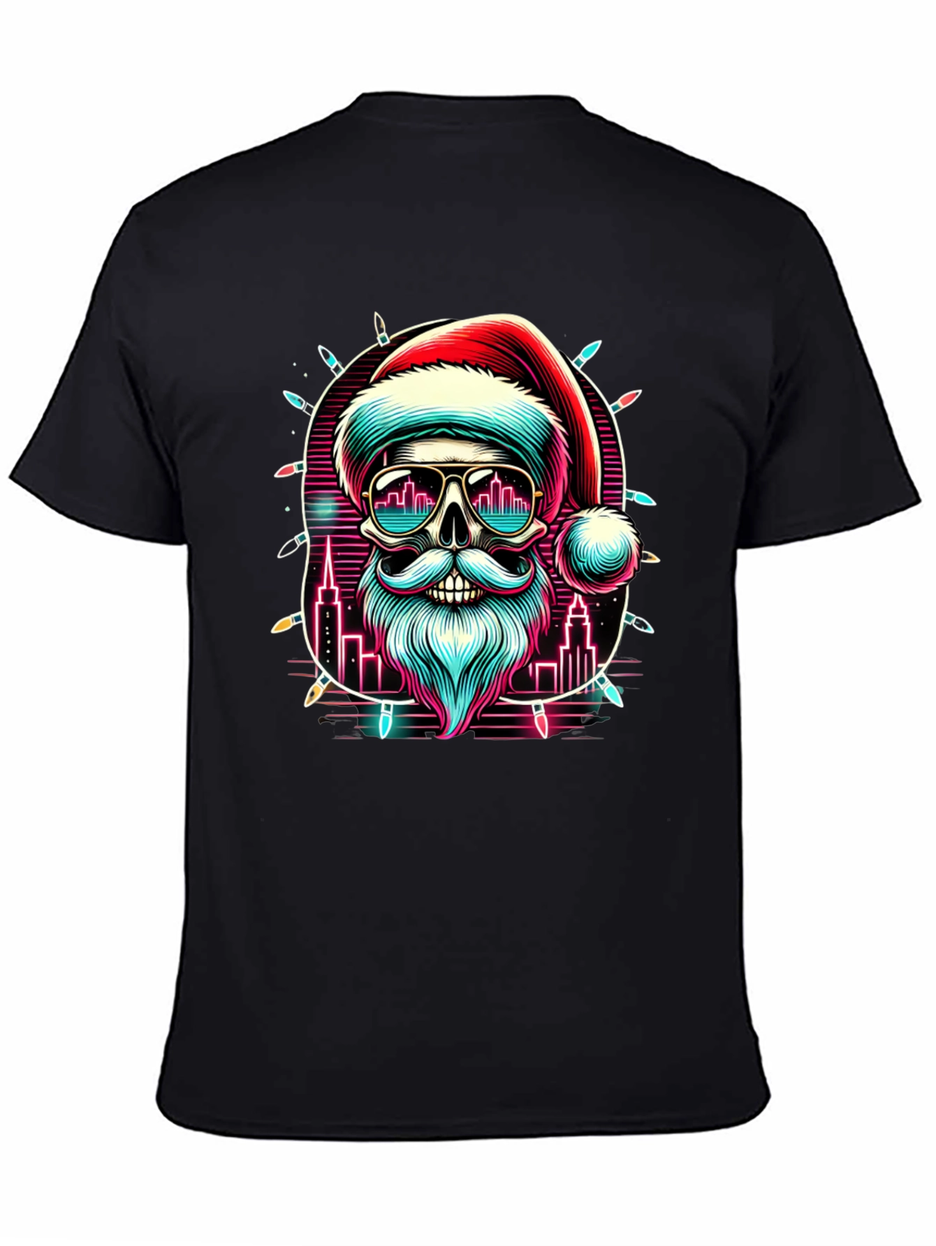 Festive Santa Skull Graphic Tee