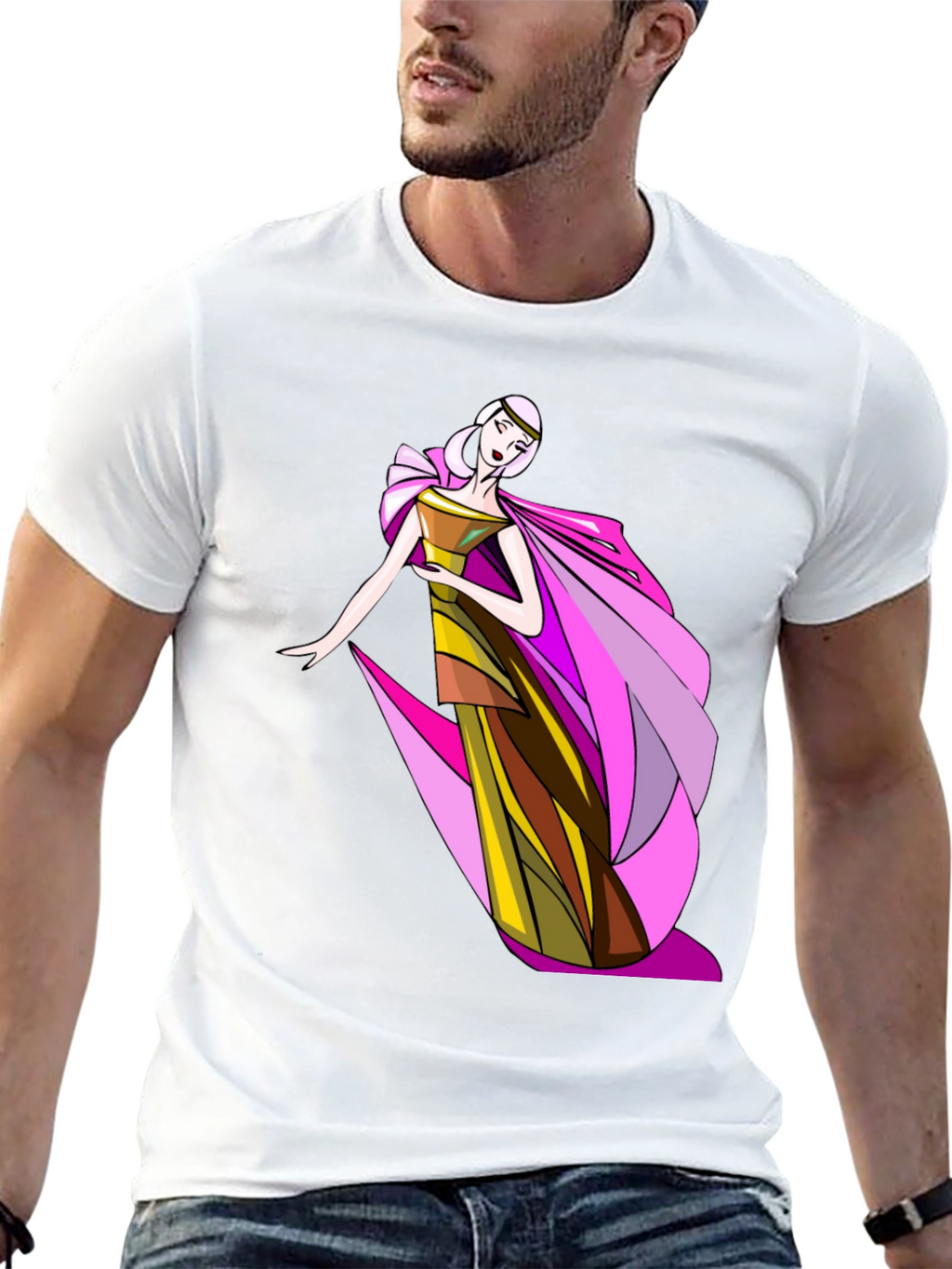 Elegant Woman Graphic Tee - Stylish Black T-Shirt