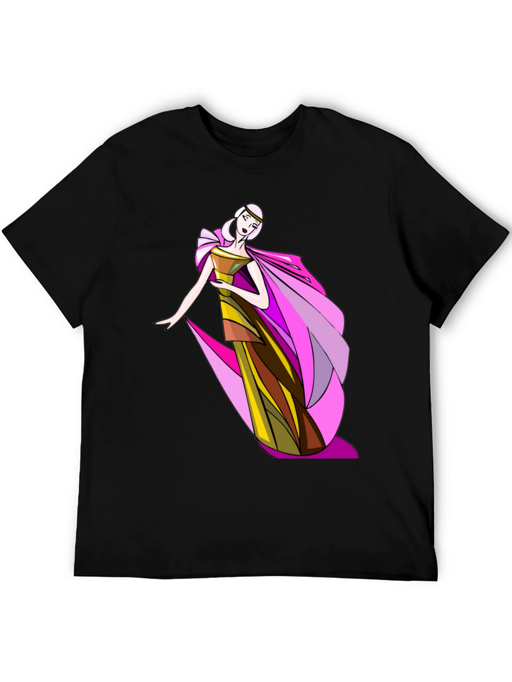 Elegant Woman Graphic Tee - Stylish Black T-Shirt