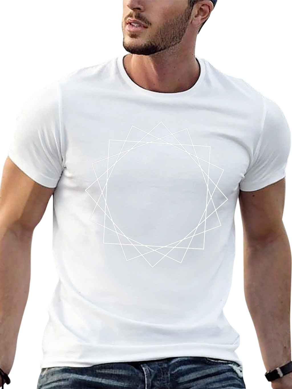 Geometric Graphic Print Black T-Shirt