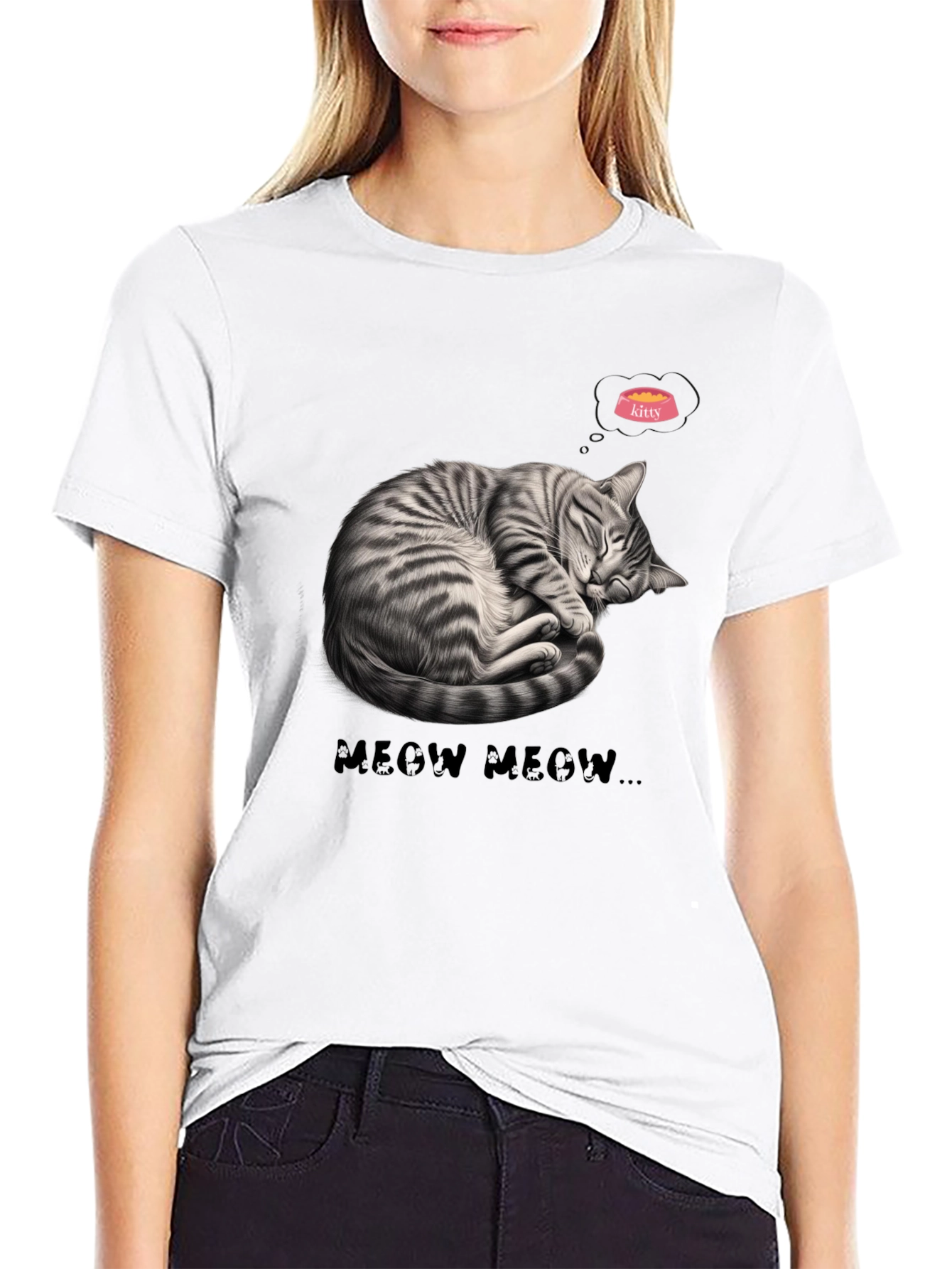 Cute Cat Nap Graphic Tee - Meow Meow T-Shirt