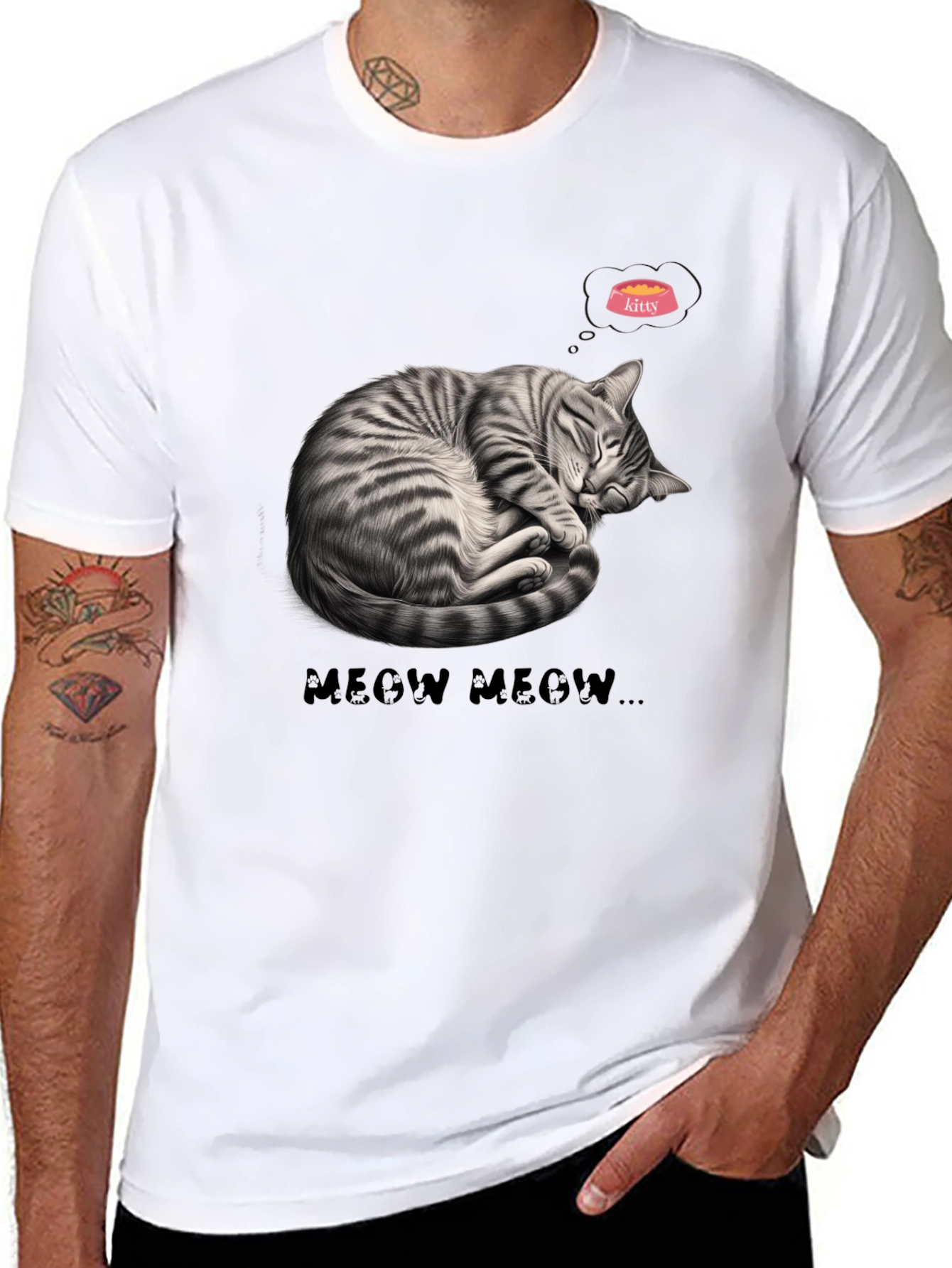 Cute Cat Nap Graphic Tee - Meow Meow T-Shirt