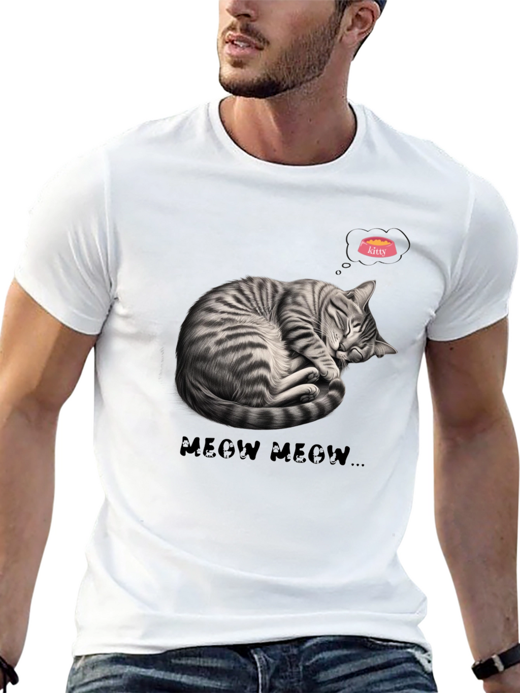 Cute Cat Nap Graphic Tee - Meow Meow T-Shirt