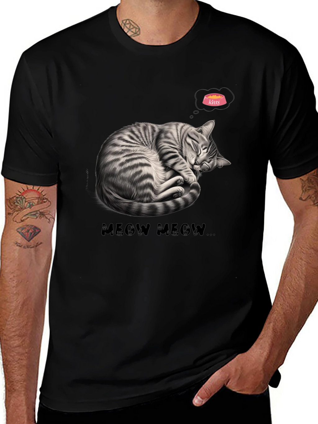 Cute Cat Nap Graphic Tee - Meow Meow T-Shirt