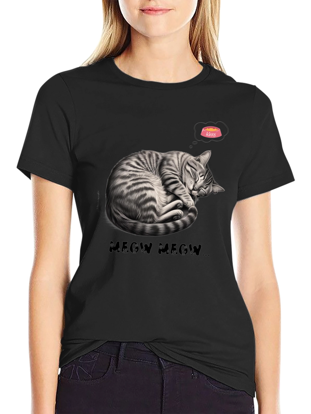 Cute Cat Nap Graphic Tee - Meow Meow T-Shirt