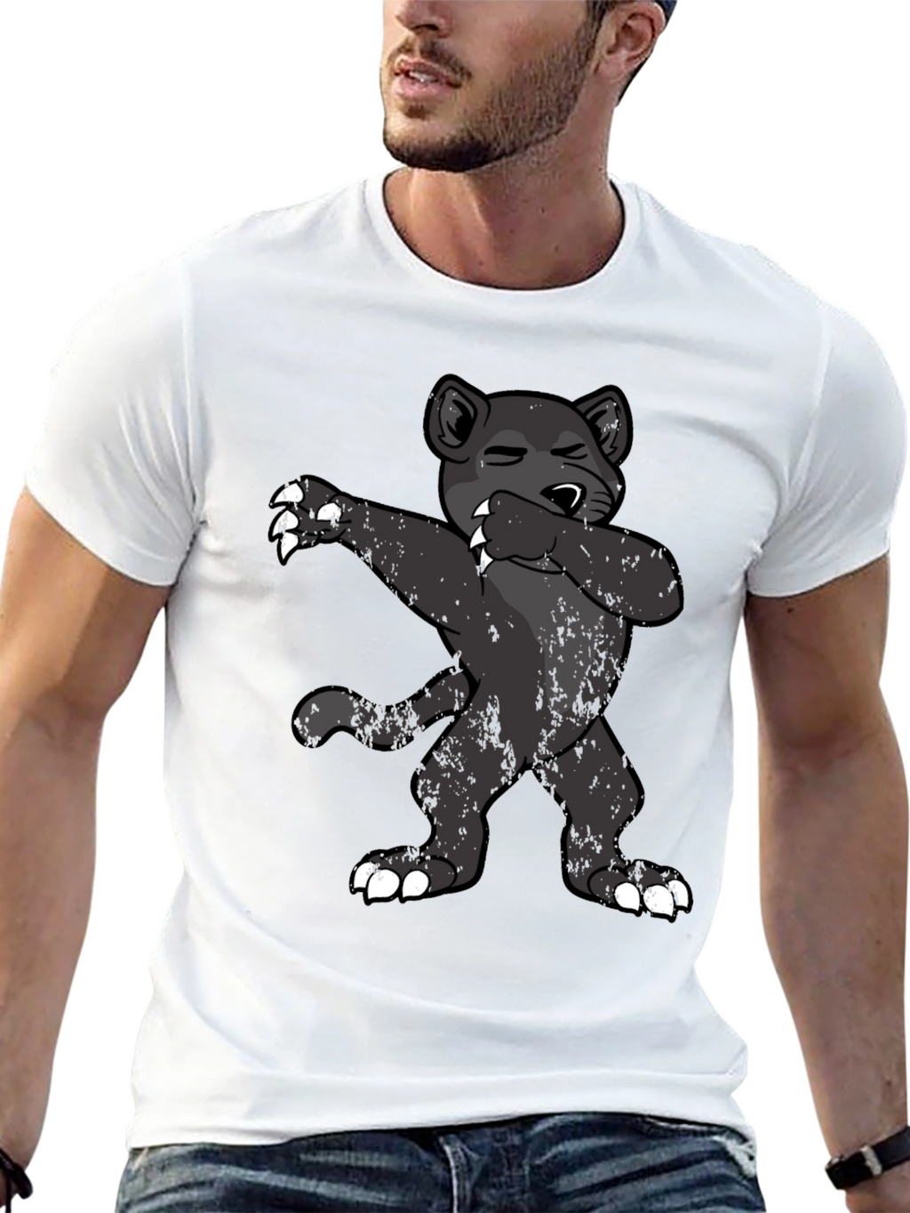 Dabbing Cartoon Black Panther T-Shirt