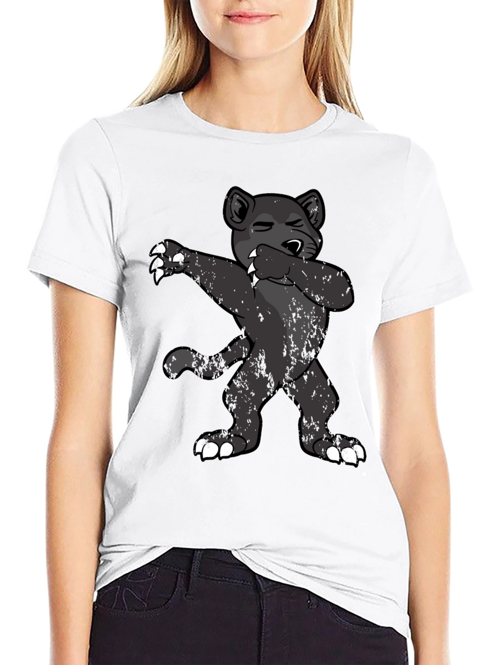 Dabbing Cartoon Black Panther T-Shirt