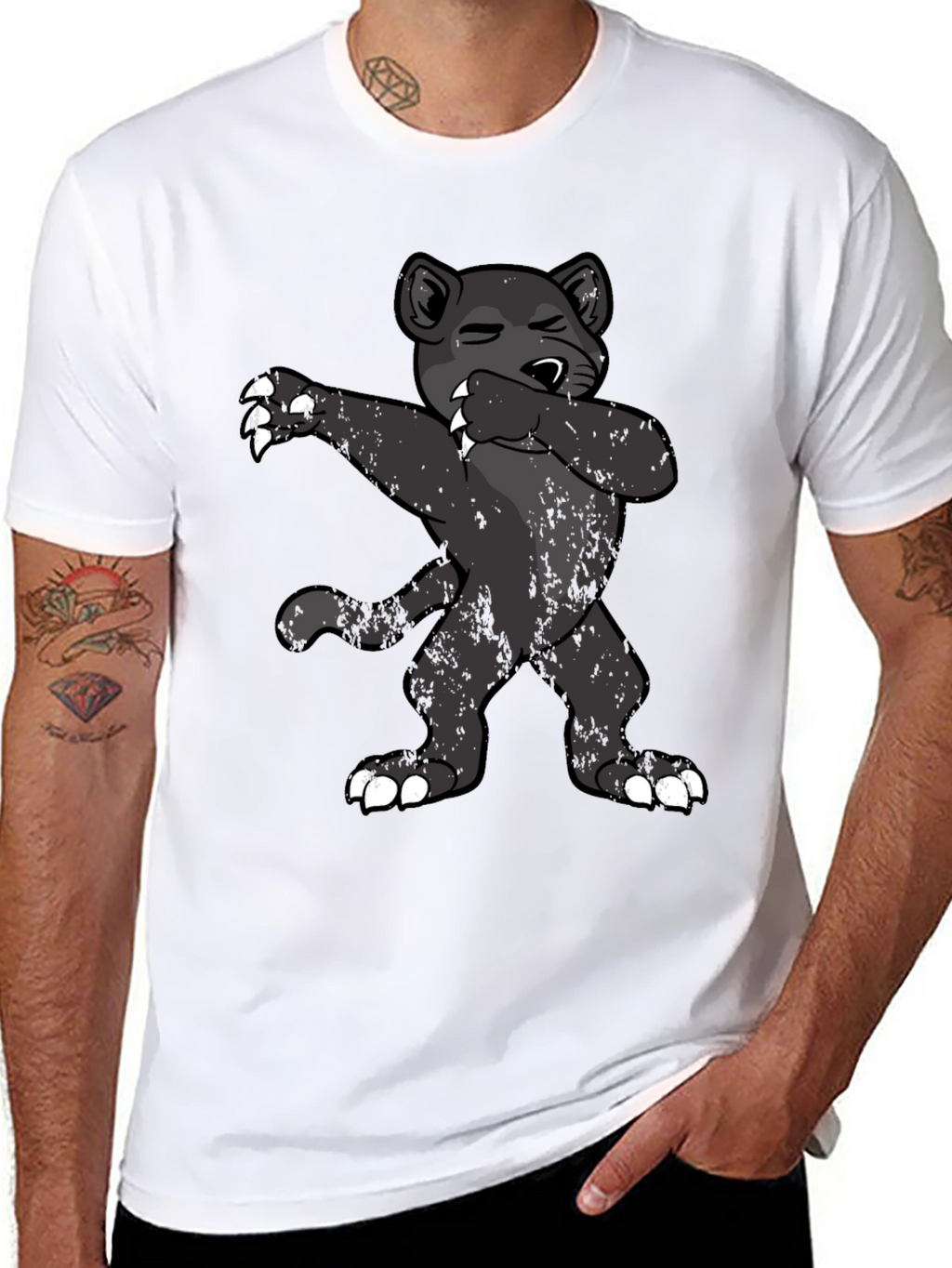 Dabbing Cartoon Black Panther T-Shirt