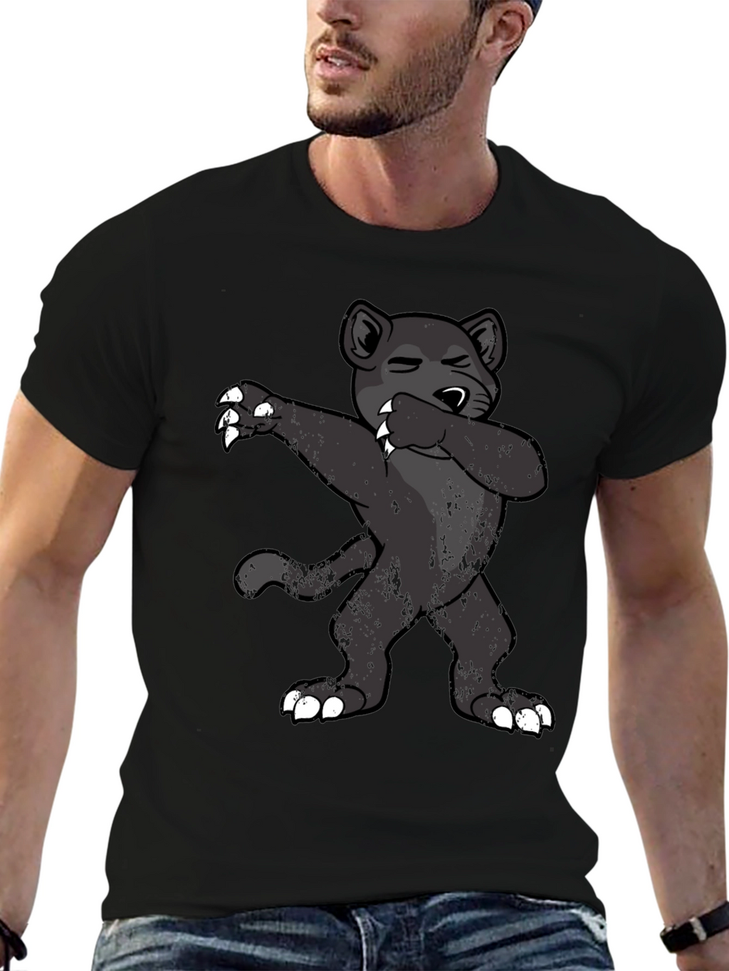 Dabbing Cartoon Black Panther T-Shirt