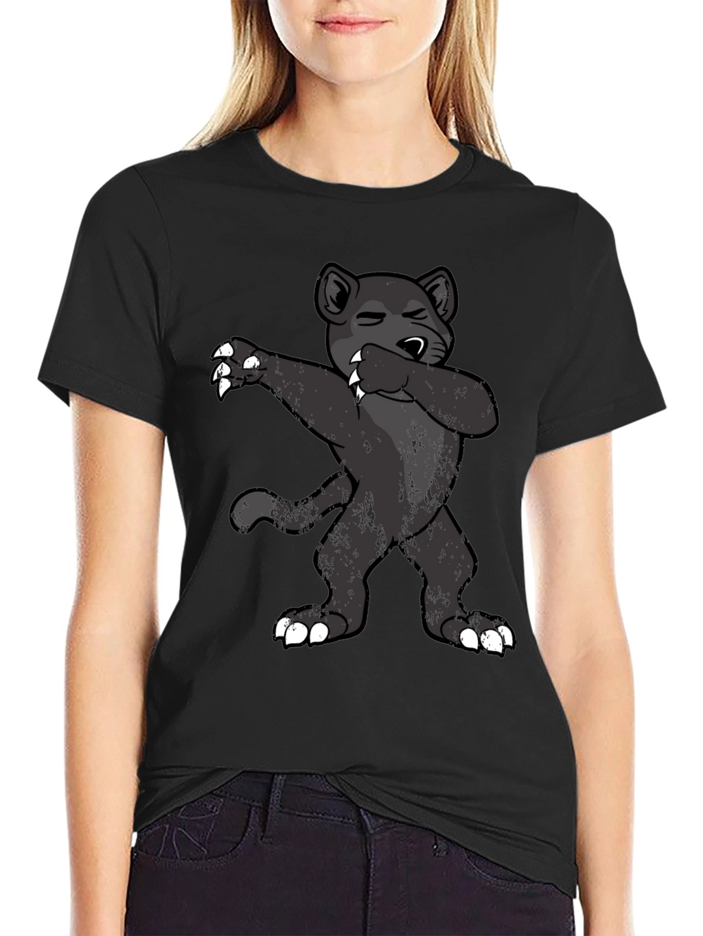 Dabbing Cartoon Black Panther T-Shirt