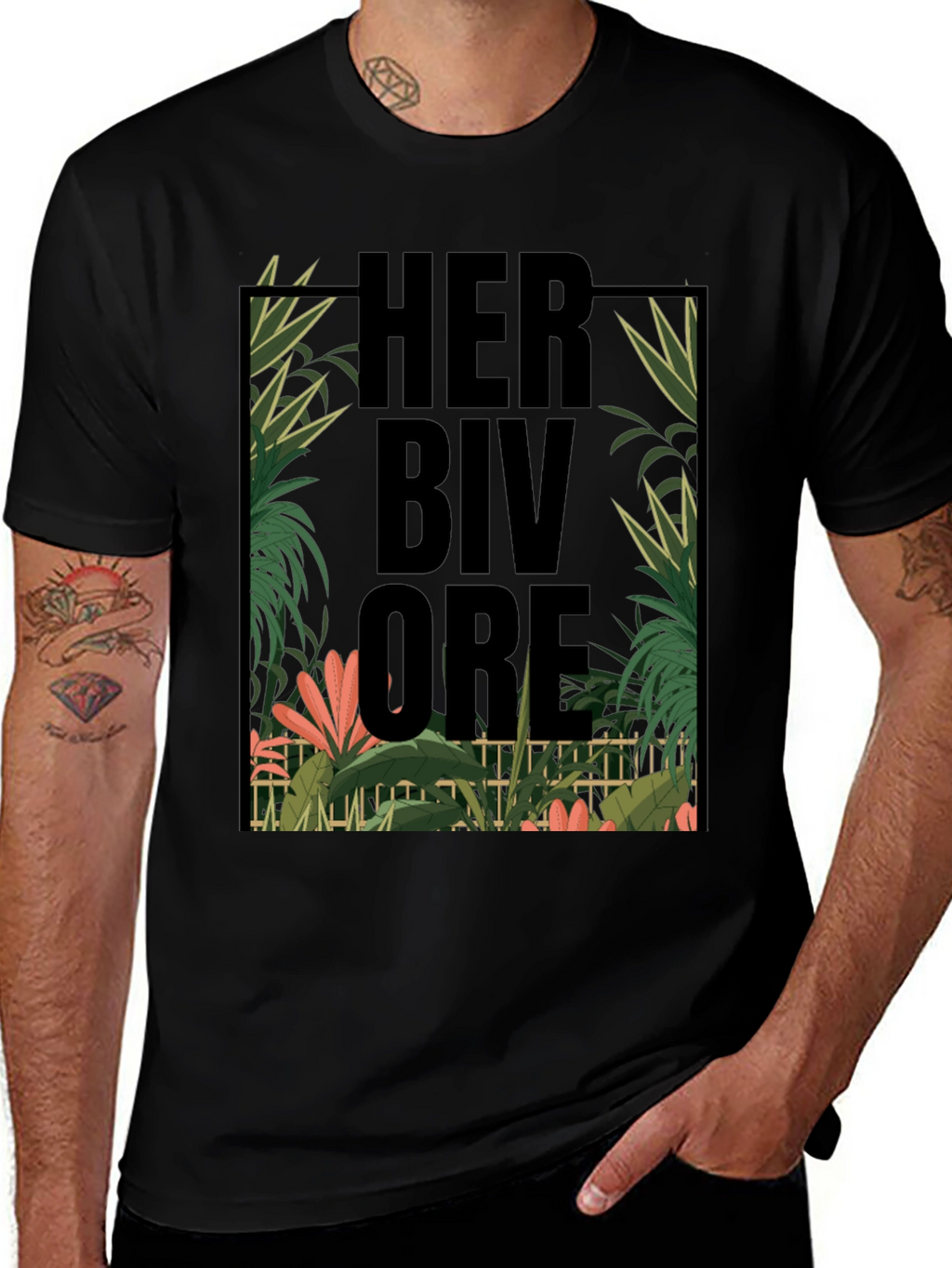 Herbivore Tropical Graphic Black T-Shirt