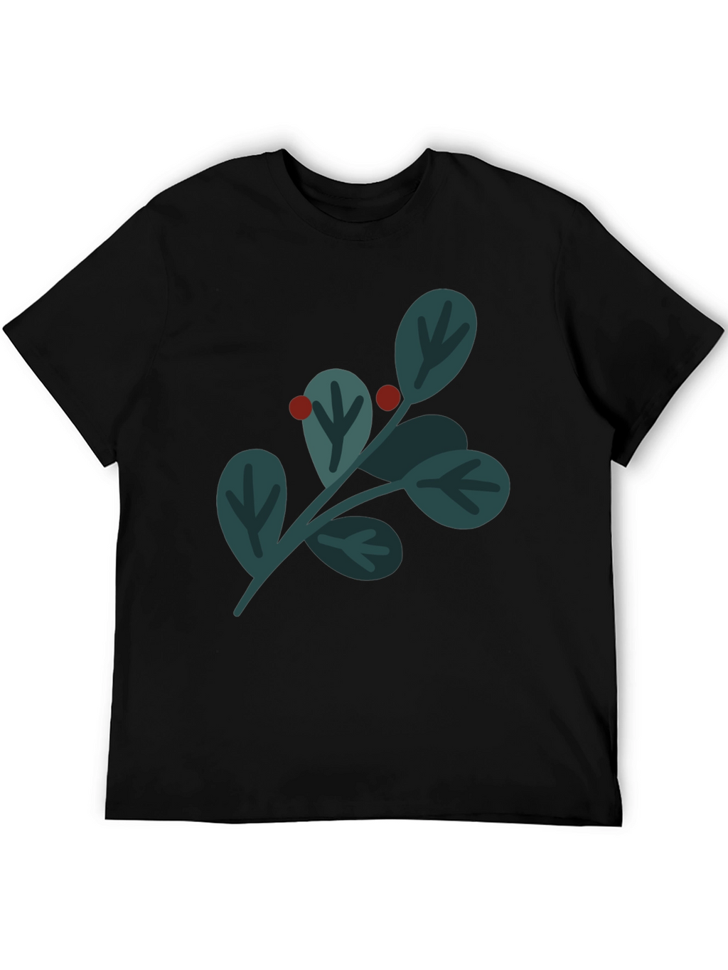 Festive Holly Berry Graphic Tee - Black