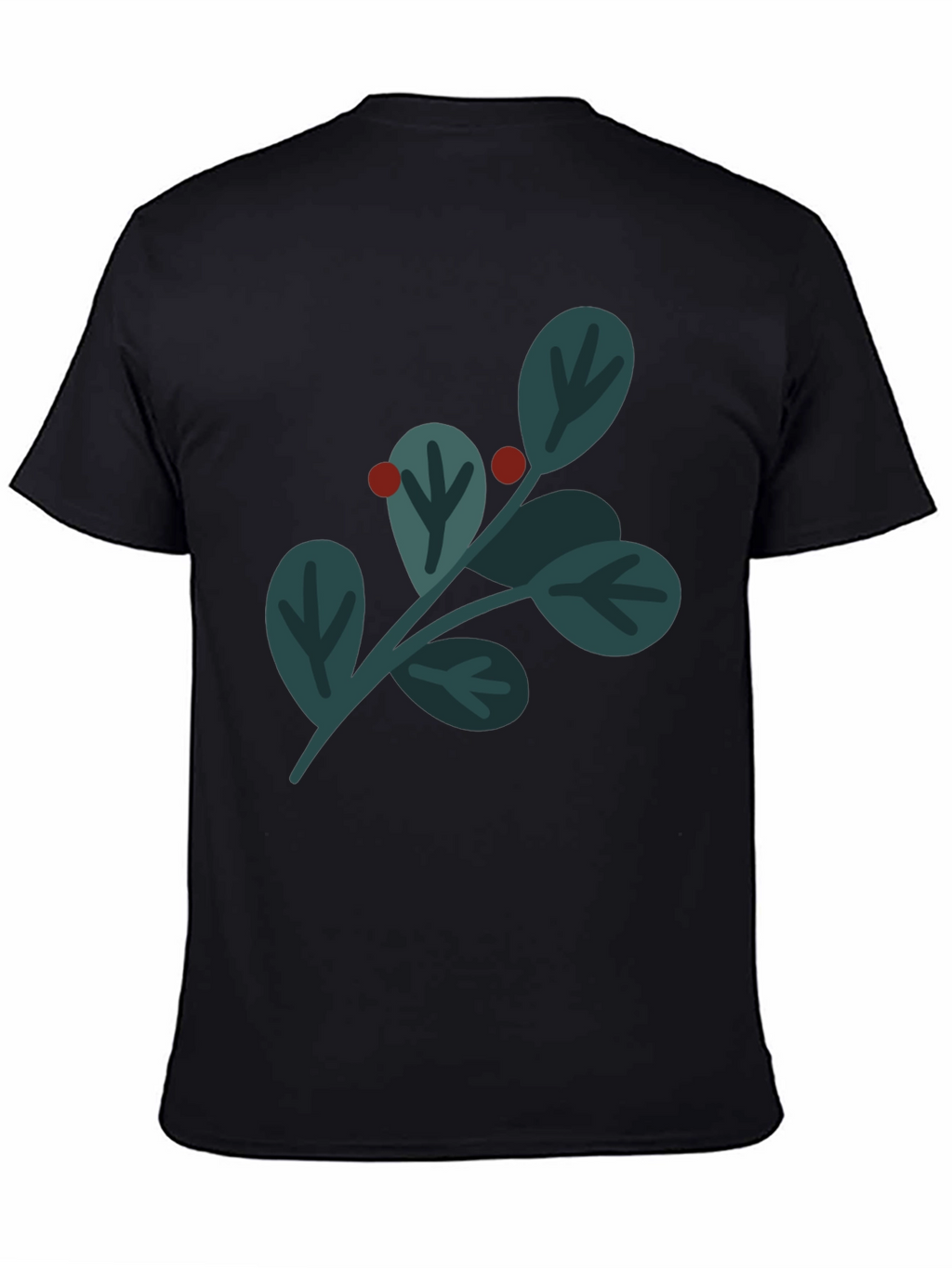 Festive Holly Berry Graphic Tee - Black