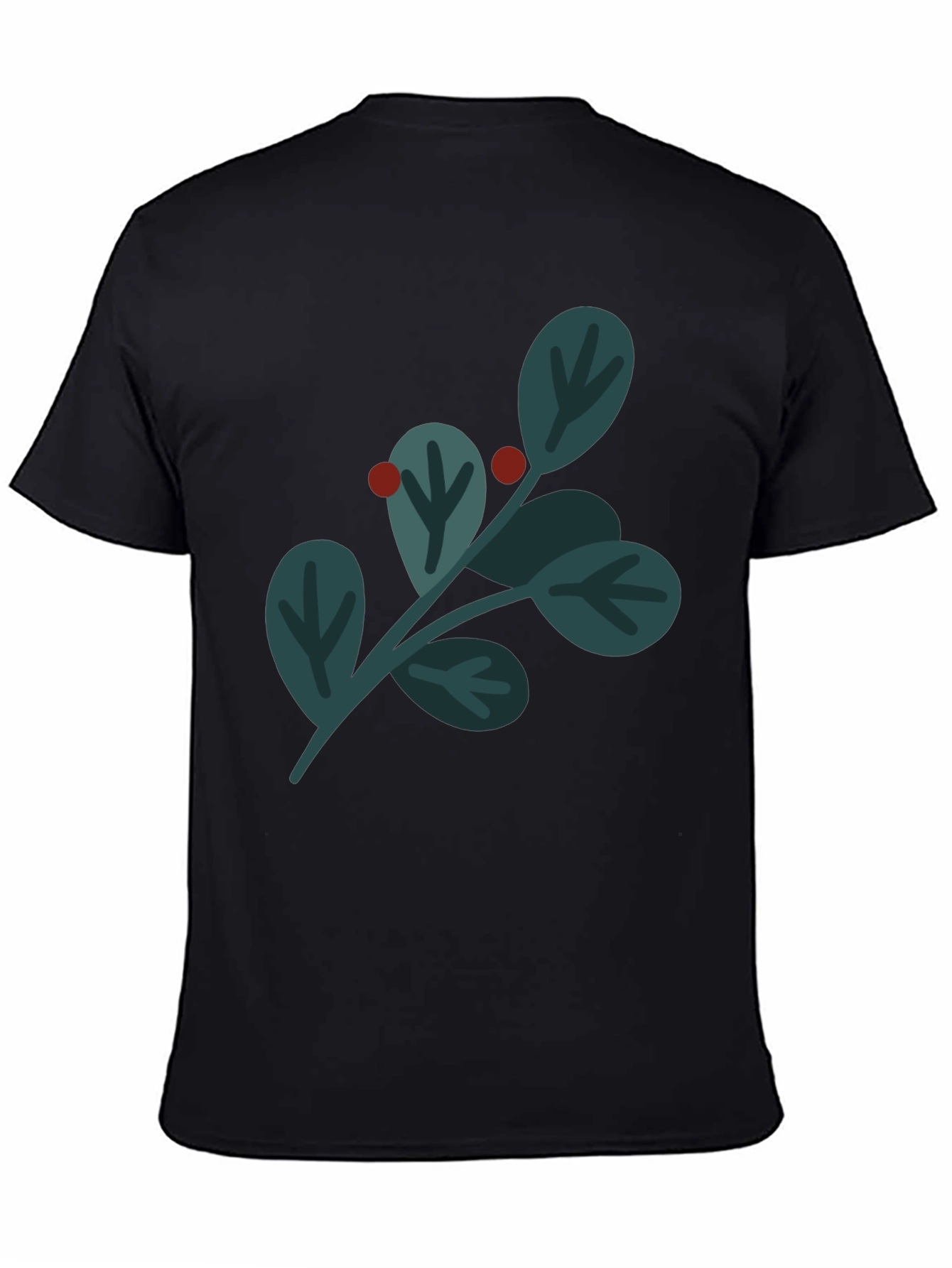 Festive Holly Berry Graphic Tee - Black
