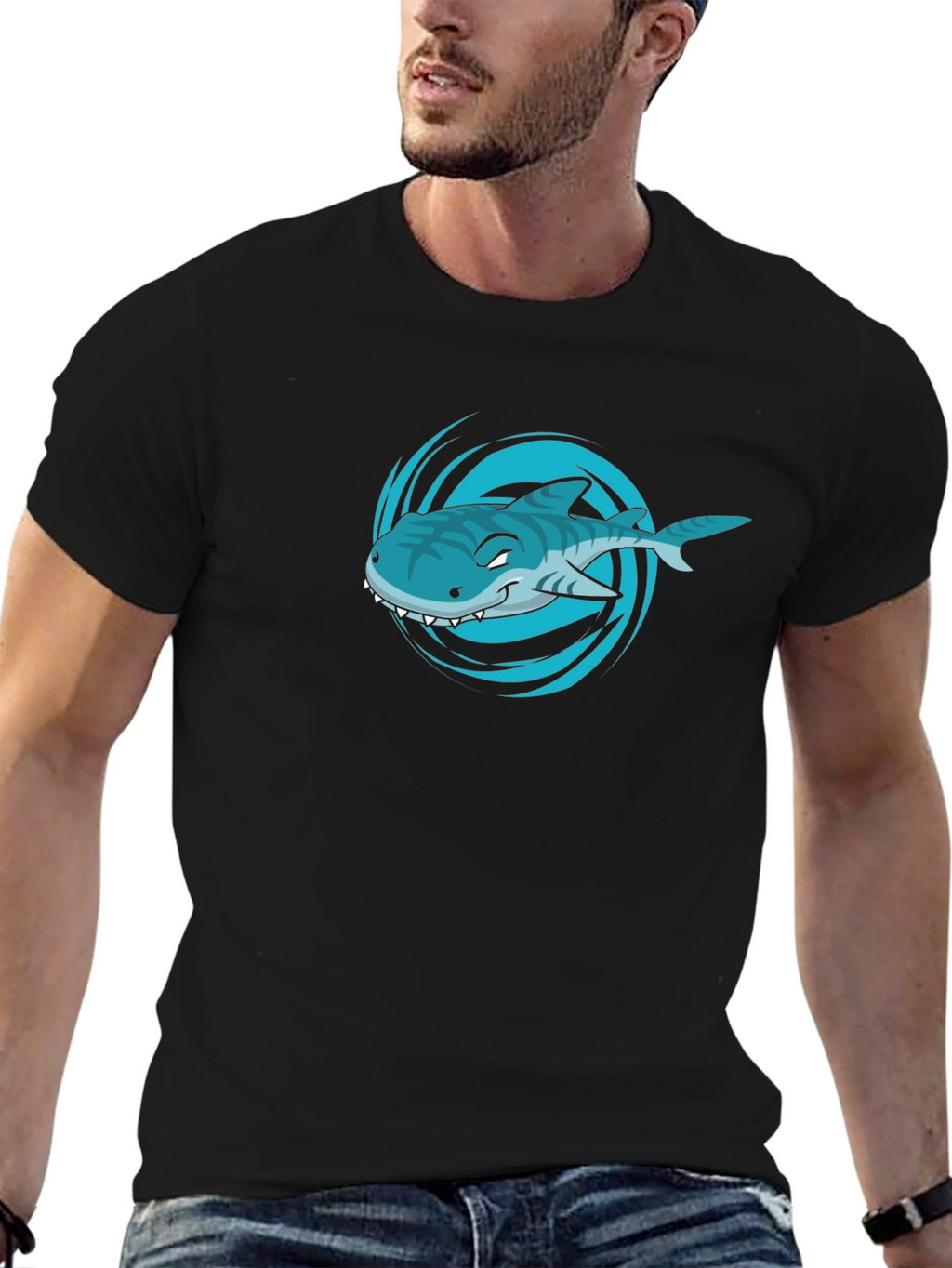 Shark Graphic T-Shirt - Mens Black Tee