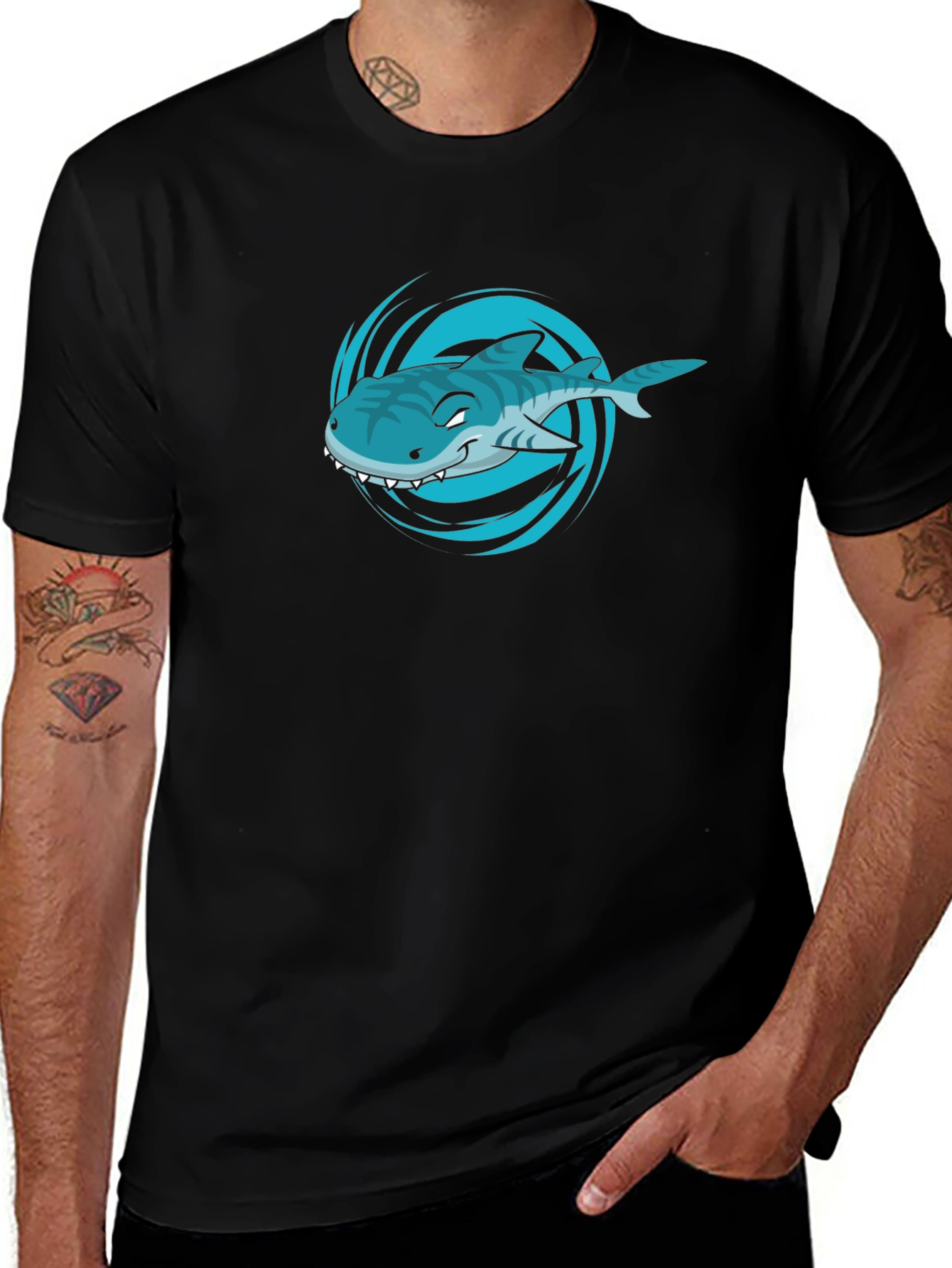 Shark Graphic T-Shirt - Mens Black Tee
