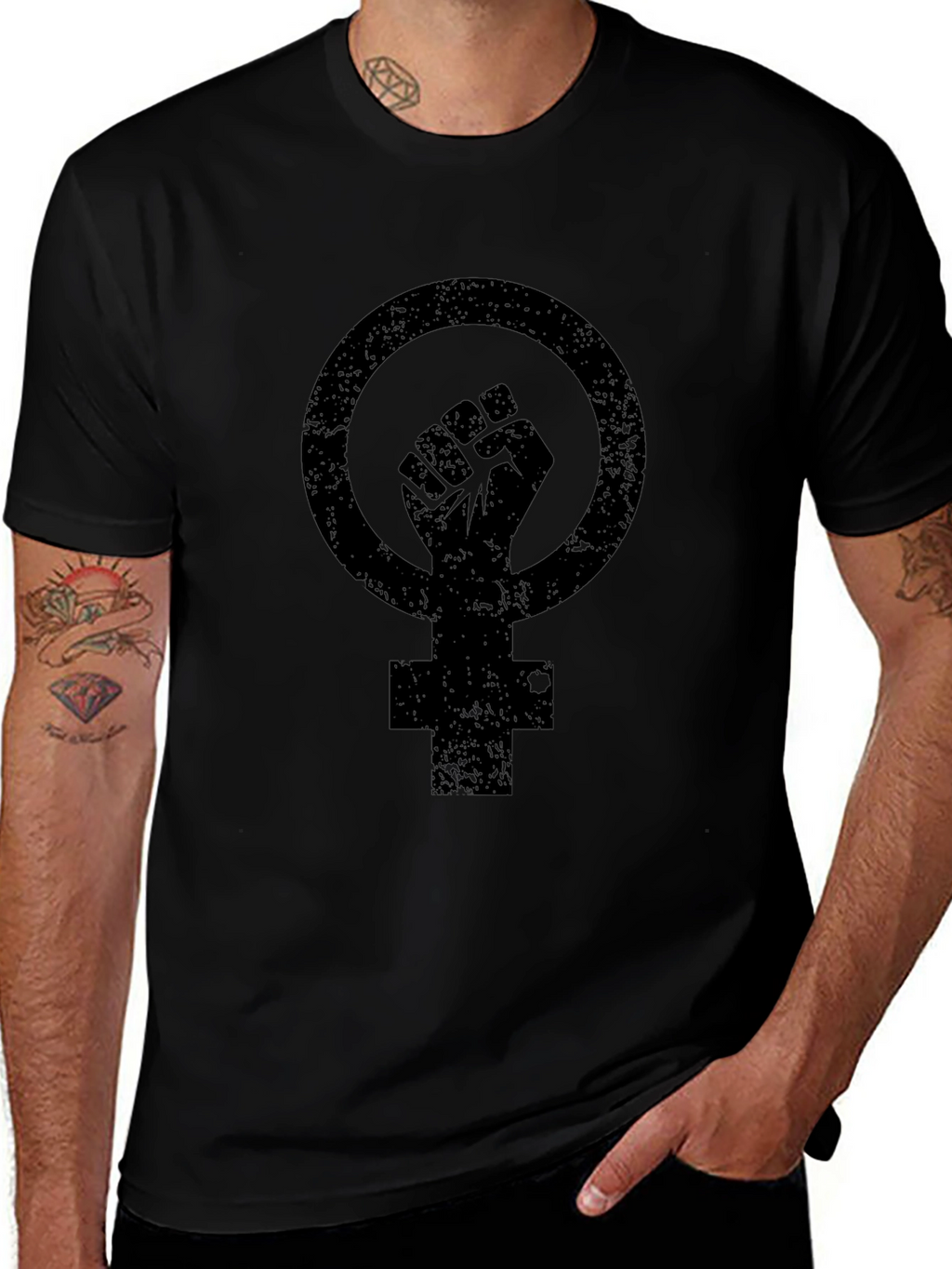 Feminist Fist Symbol Black Graphic Tee