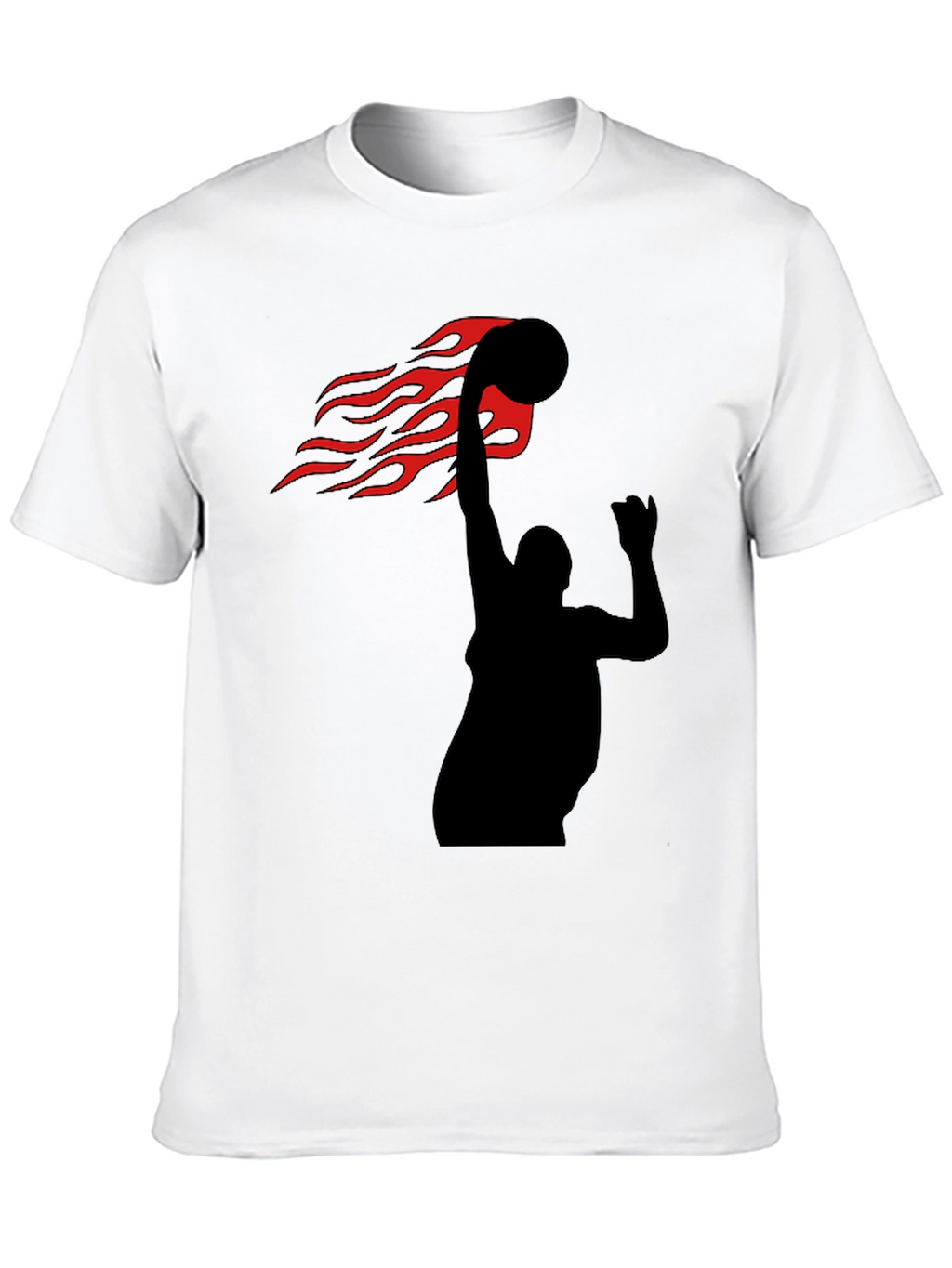 Flaming Basketball Slam Dunk Black T-Shirt