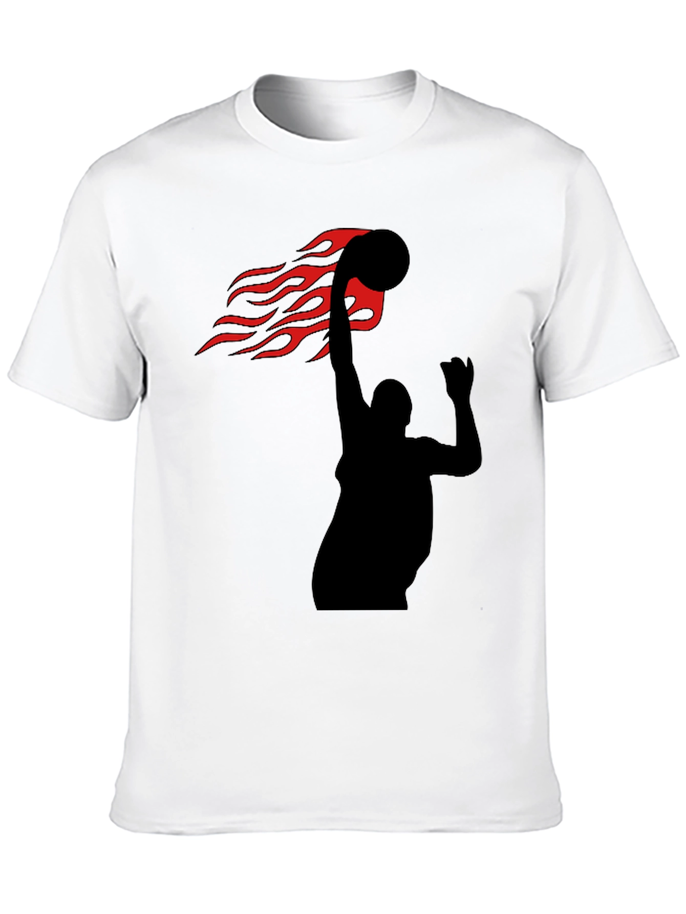 Flaming Basketball Slam Dunk Black T-Shirt