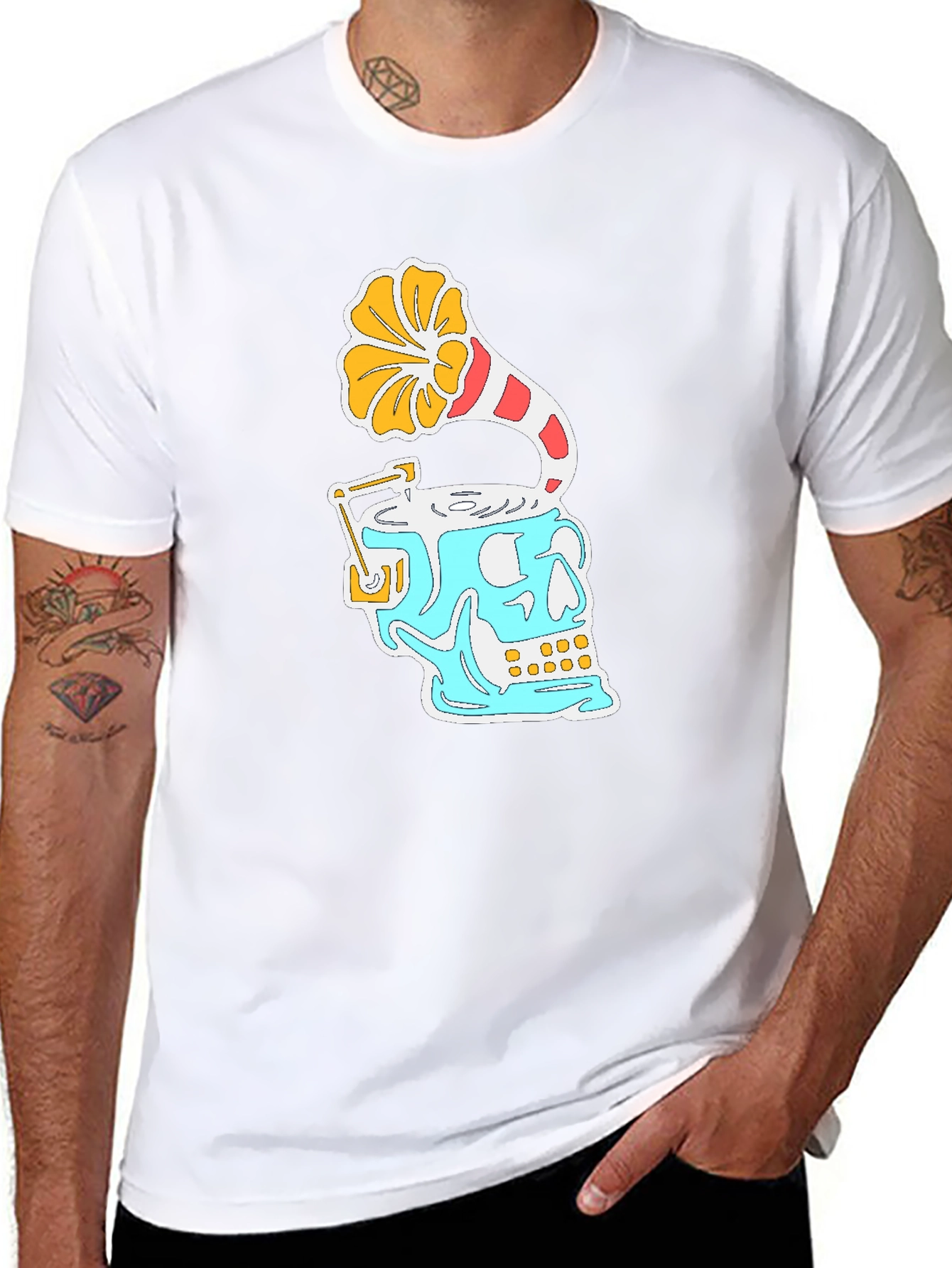 Skull Phonograph Black Graphic Tee